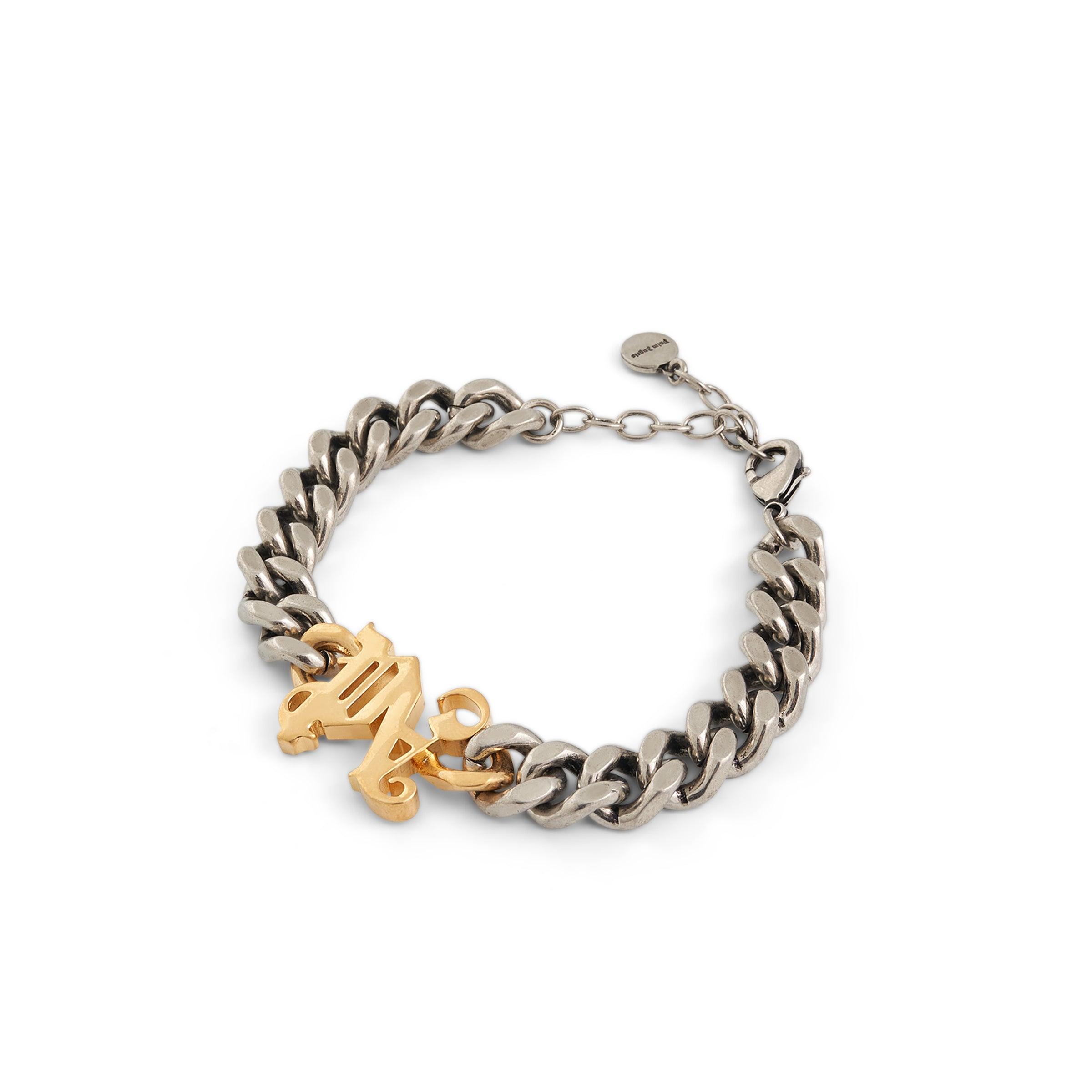 Palm Angels Monogram Chain Bracelet In Silver/gold in Metallic for Men