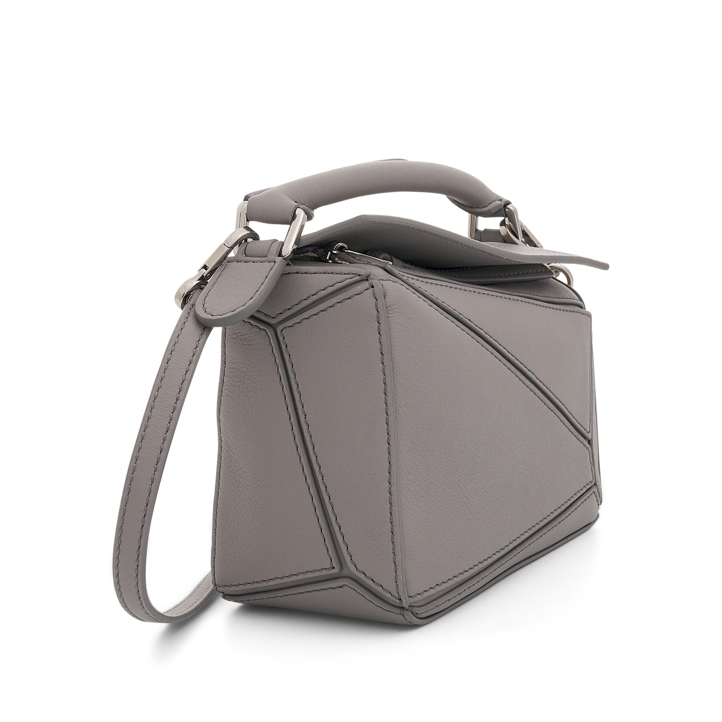 LOEWE Soft Grained Calfskin Small Puzzle Bag Pearl Grey 1274598