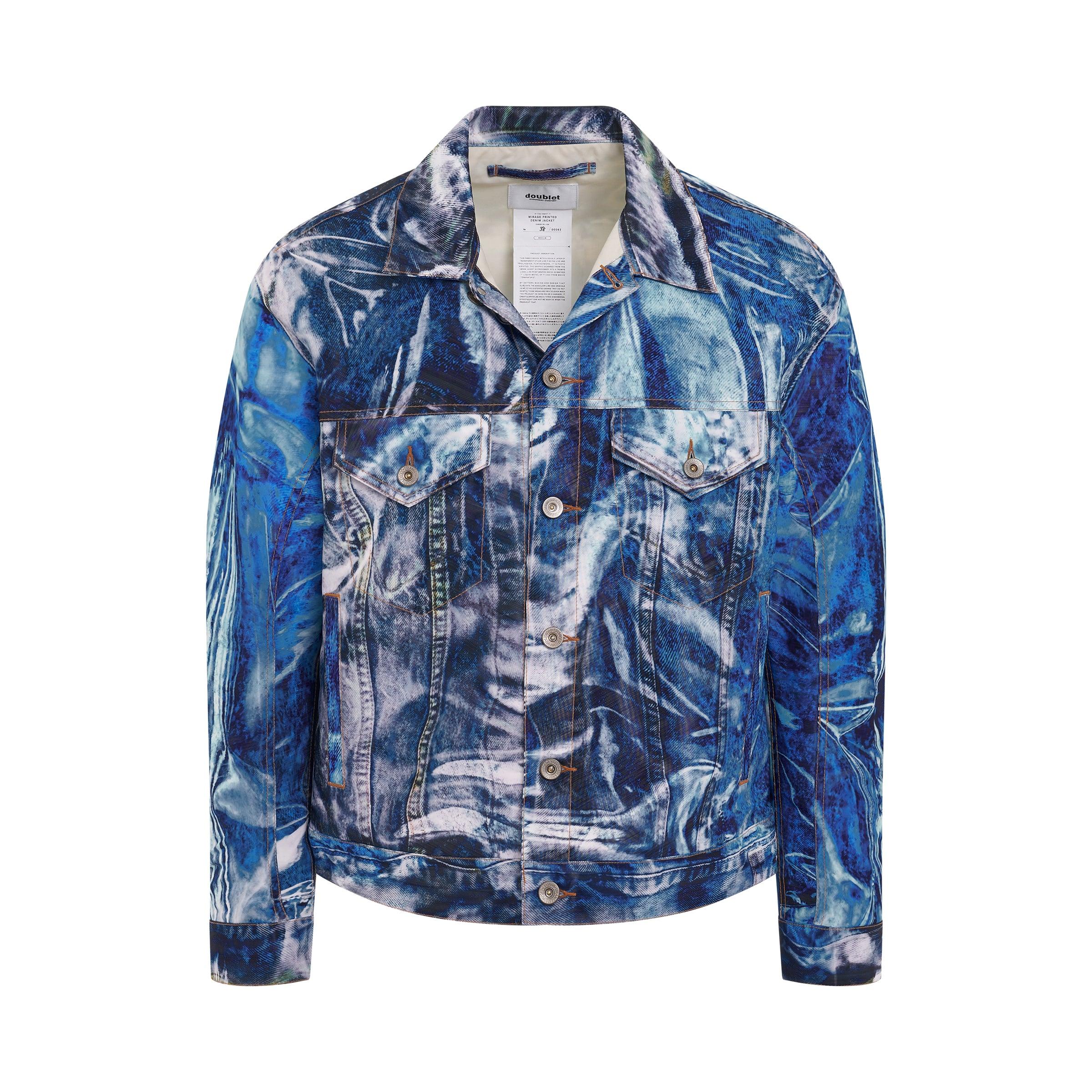 Doublet Mirage Printed Denim Jacket In Indigo in Blue for Men | Lyst