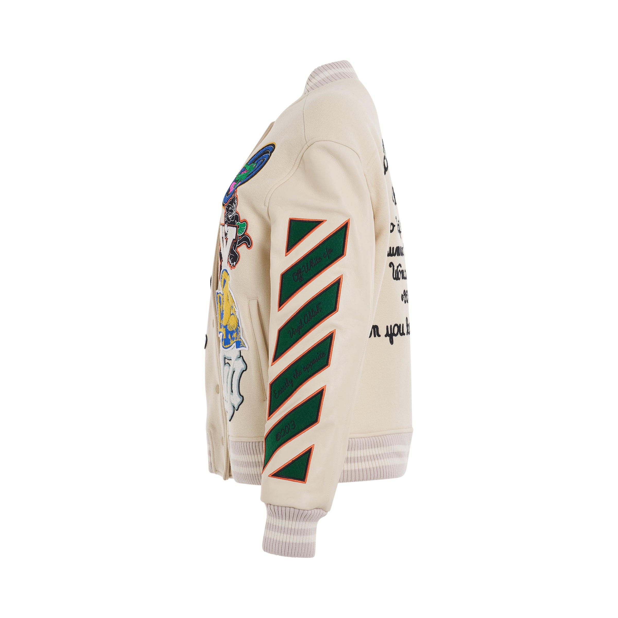 Off-White c/o Virgil Abloh Embroidered Graphics Leather Varsity In