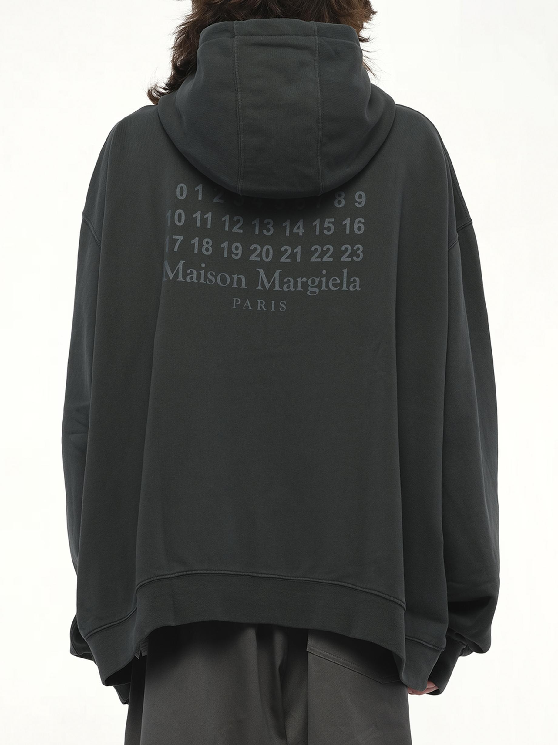 【Maison Margiela】ジャージー フーディー（ブラック） Logo faded cotton jersey hoodie in black - Maison Margiela