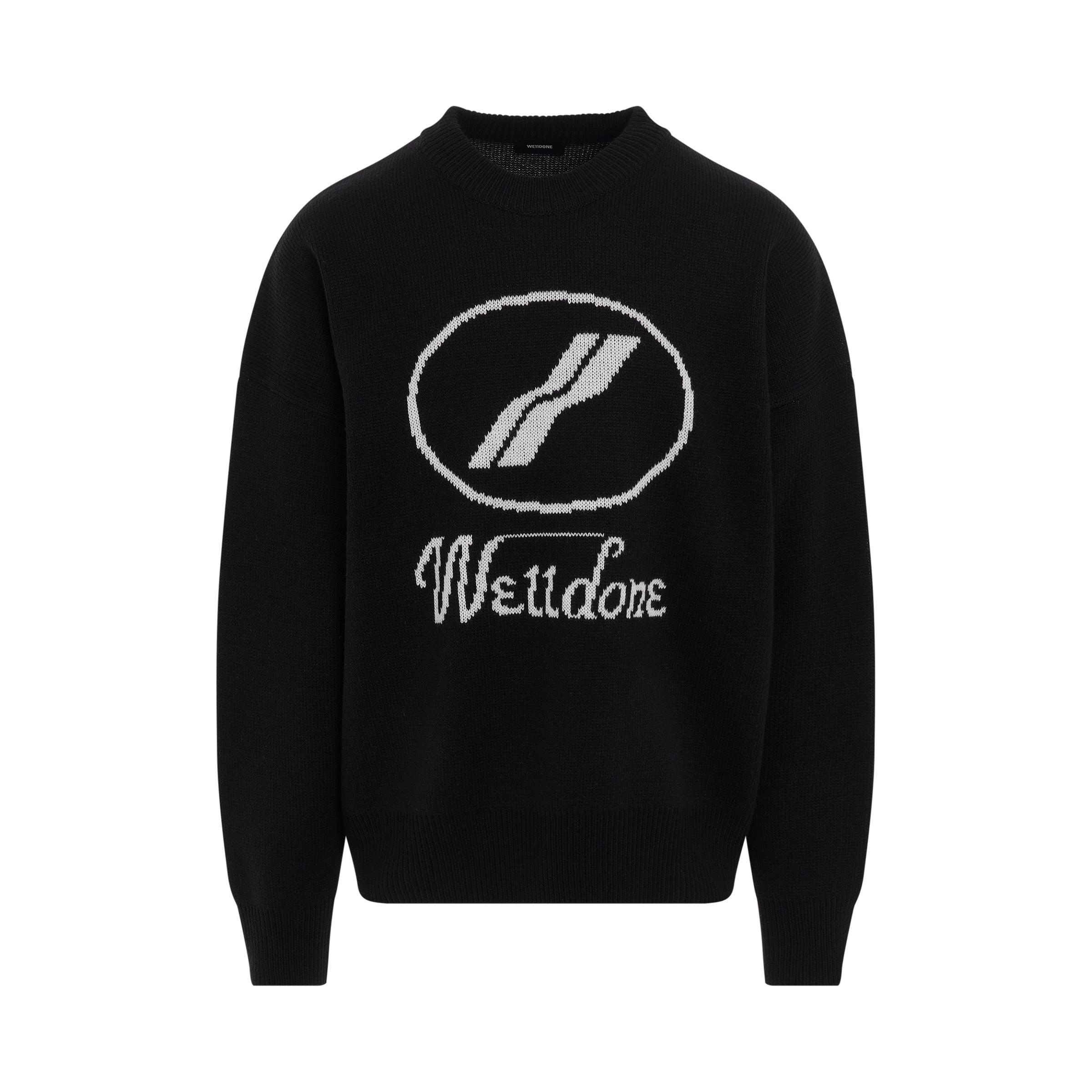 we11done Logo Jacquard Intarsia Sweater In Black for Men | Lyst