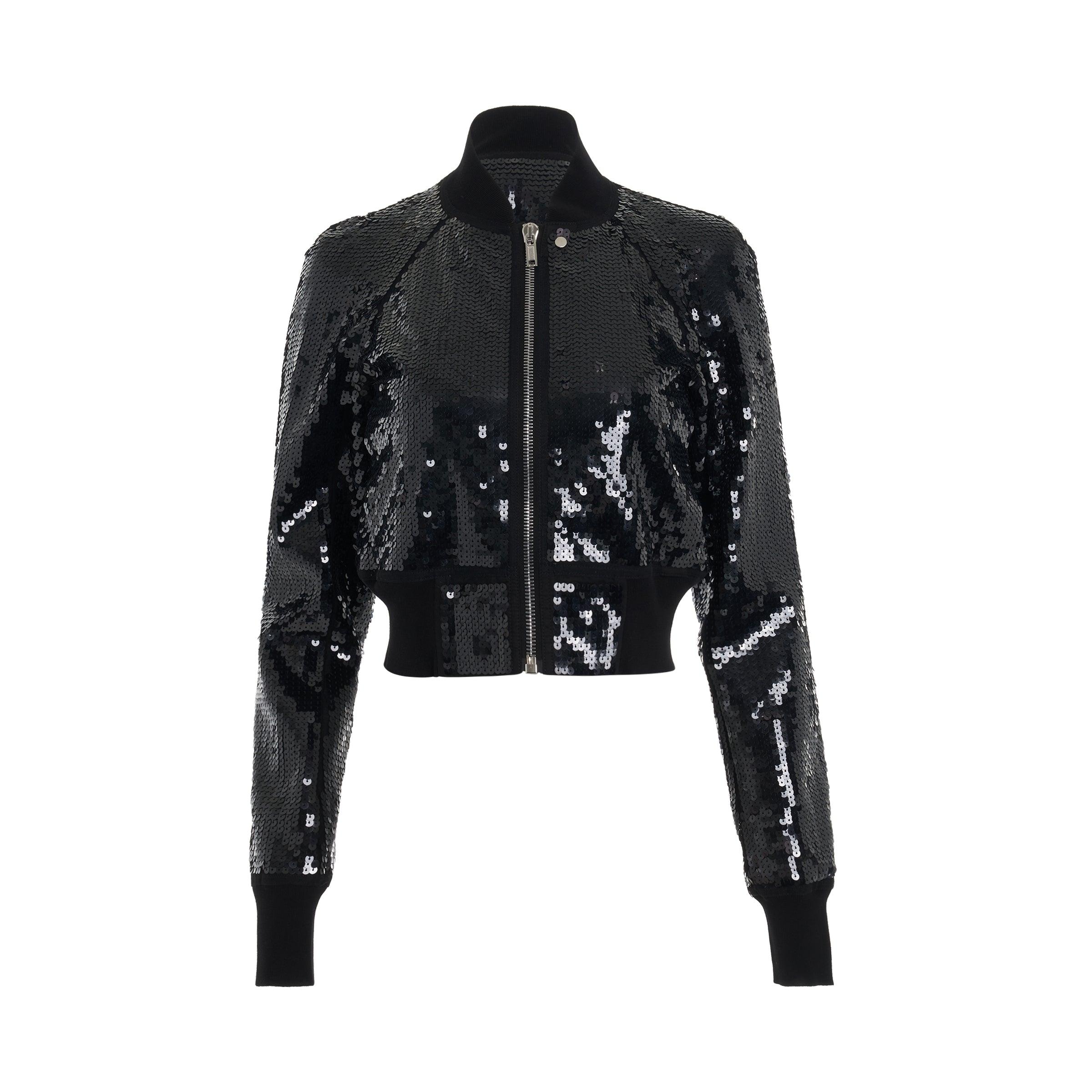 Rick Owens Cropped Flight Embroidered Bomber Jacket In Black | Lyst