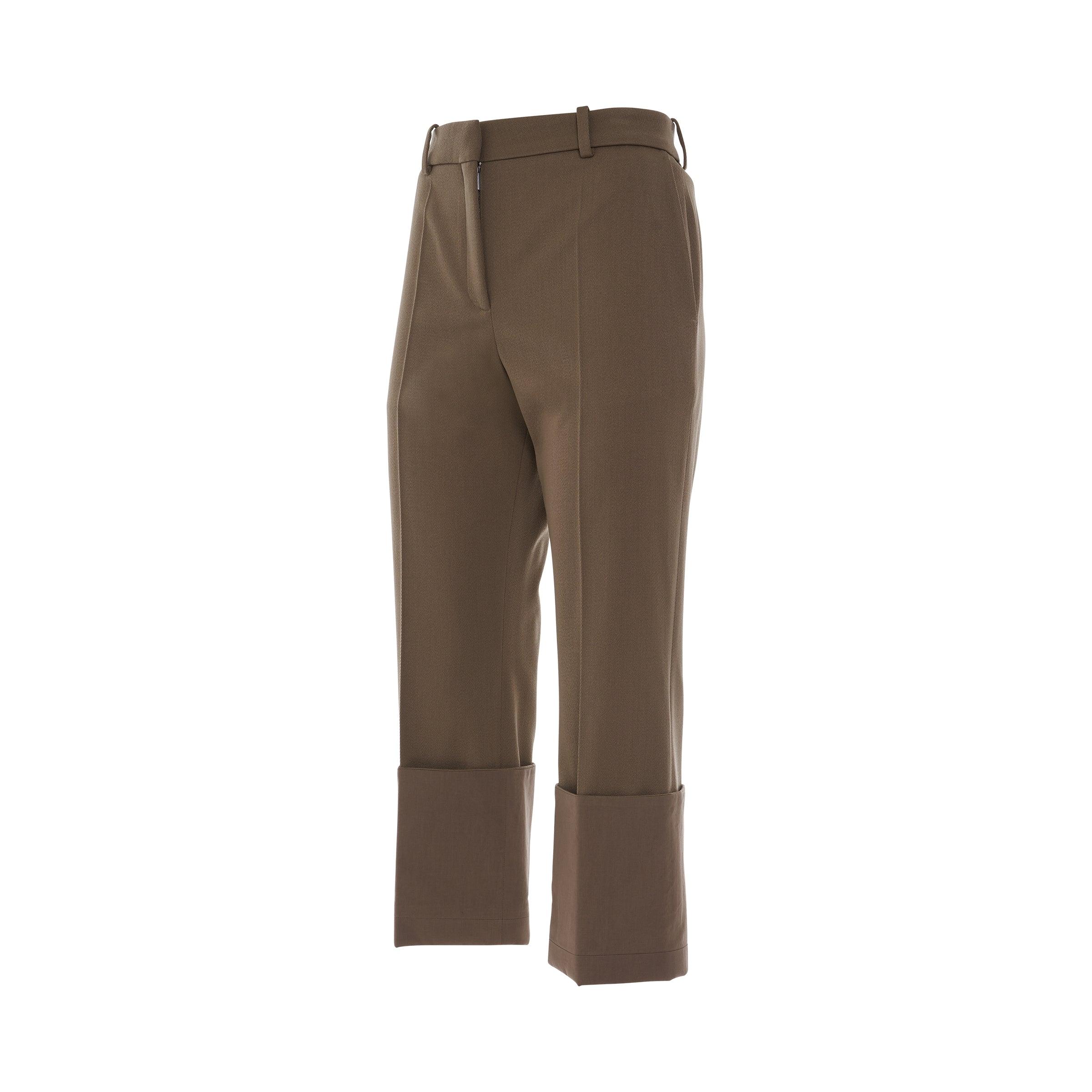 Loewe Wool Cropped Turn Up Trousers In 