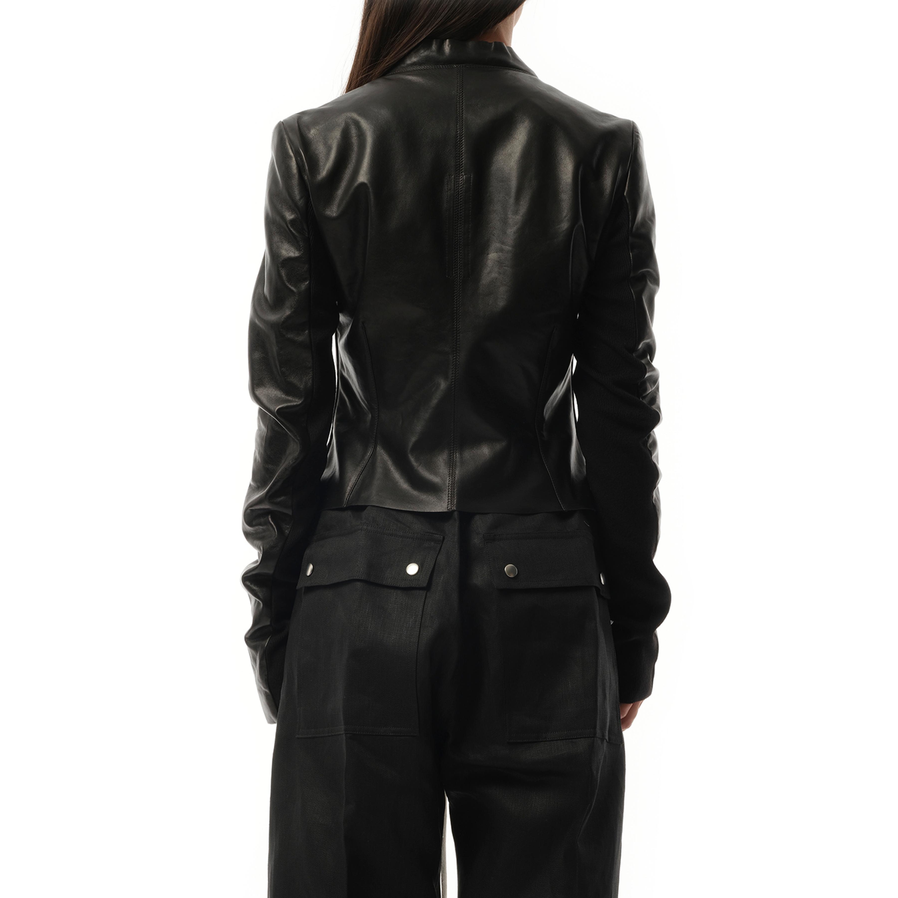 Rick Owens Low Neck Biker Jacket, Long Sleeves, 100% Lamb Leather