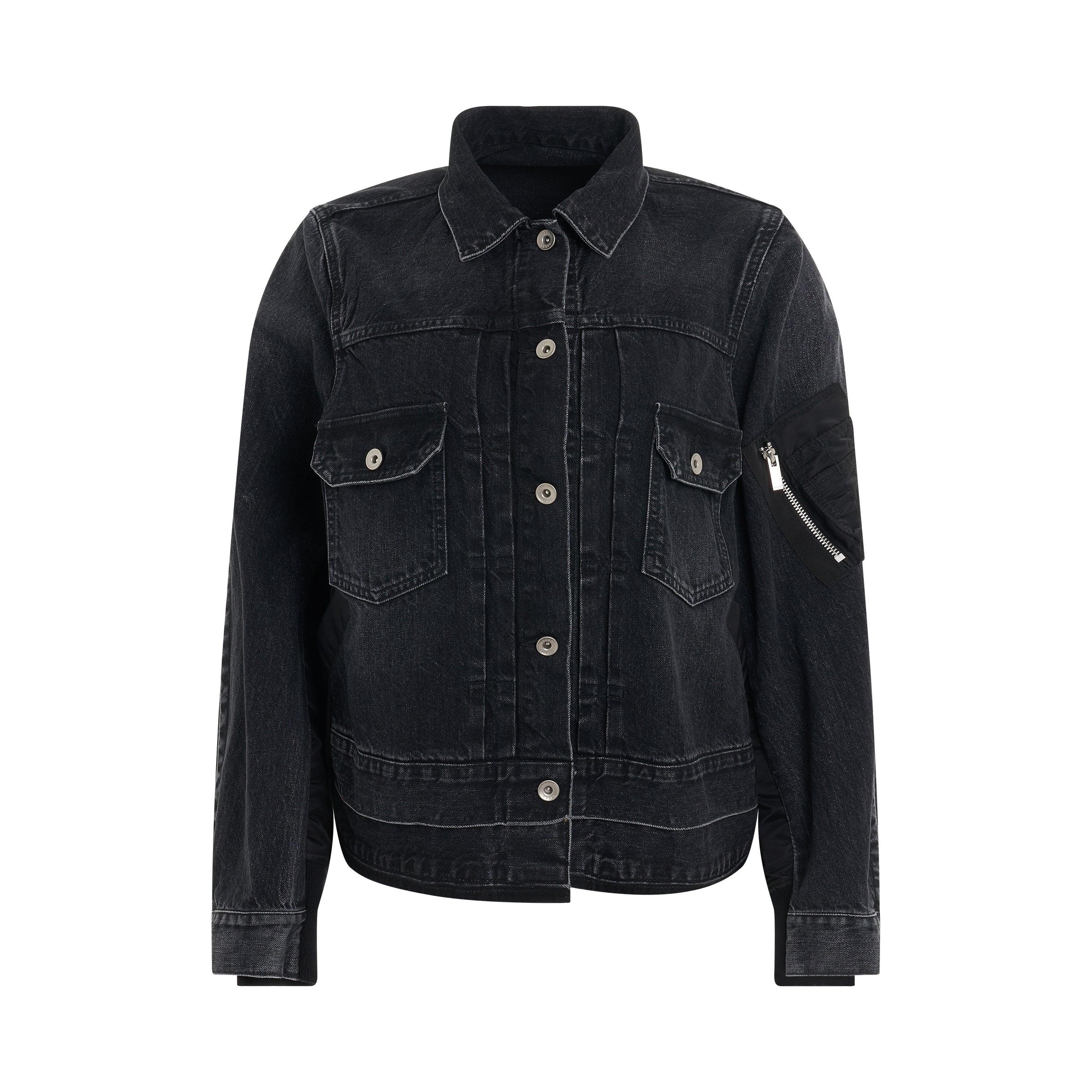 Sacai Denim & Nylon Twill Jacket In Black in Blue | Lyst