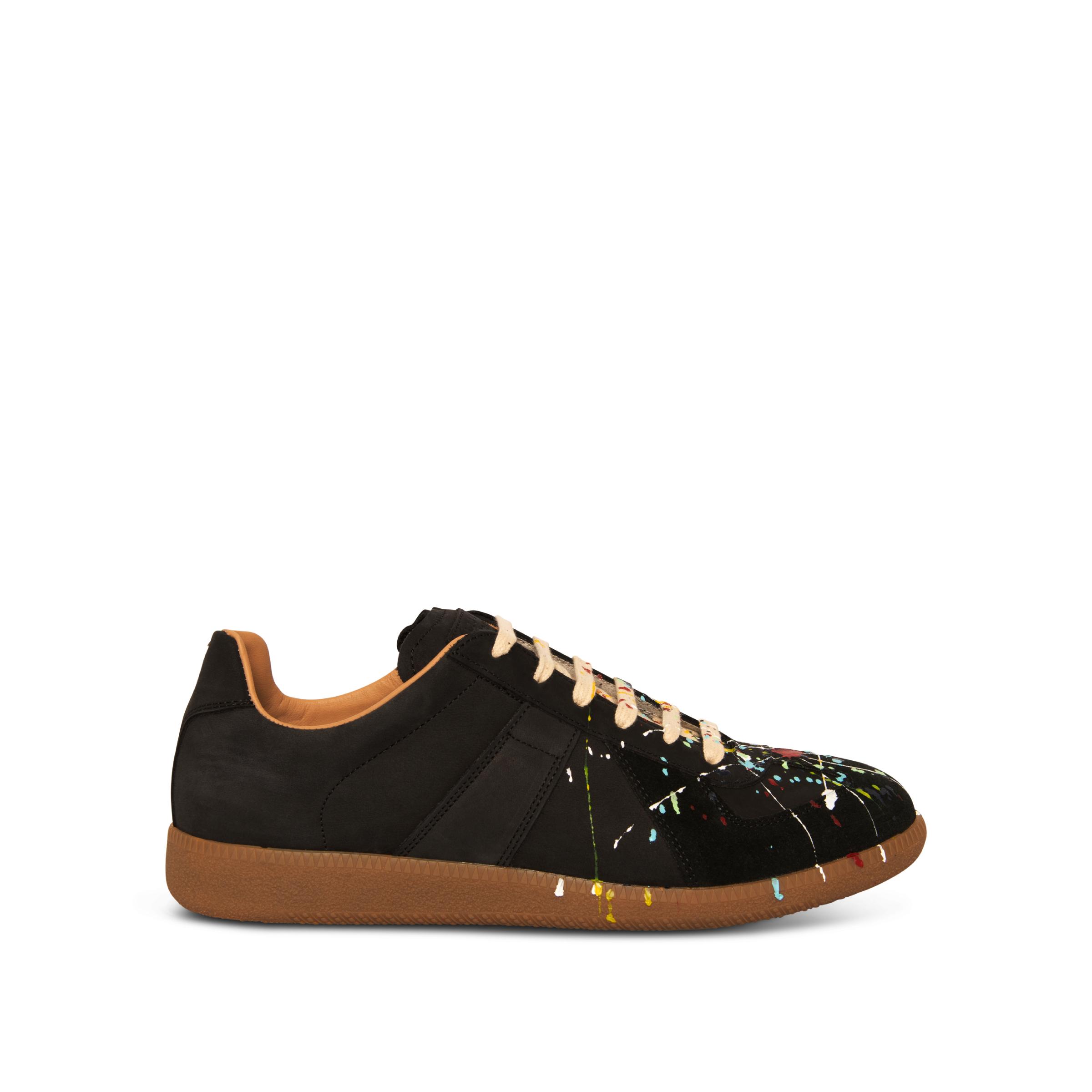 Maison Margiela 'tabi' Paint Splatter Canvas Sneakers in Black for Men