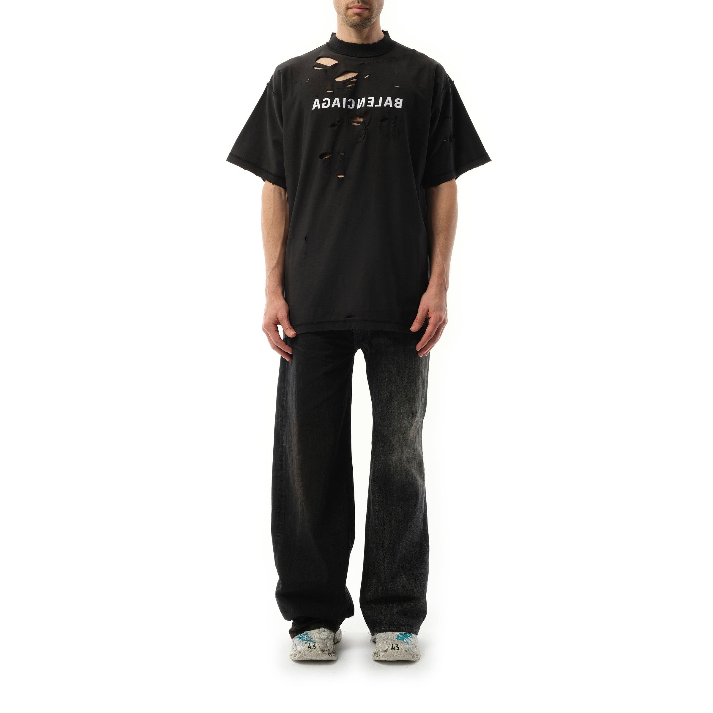 BALENCIAGA＊MIRROR BALENCIAGA INSIDE OUT 穴あきTシャツ＊送込 Buy Balenciaga Black Mirror Balenciaga Inside Out T-shirt in