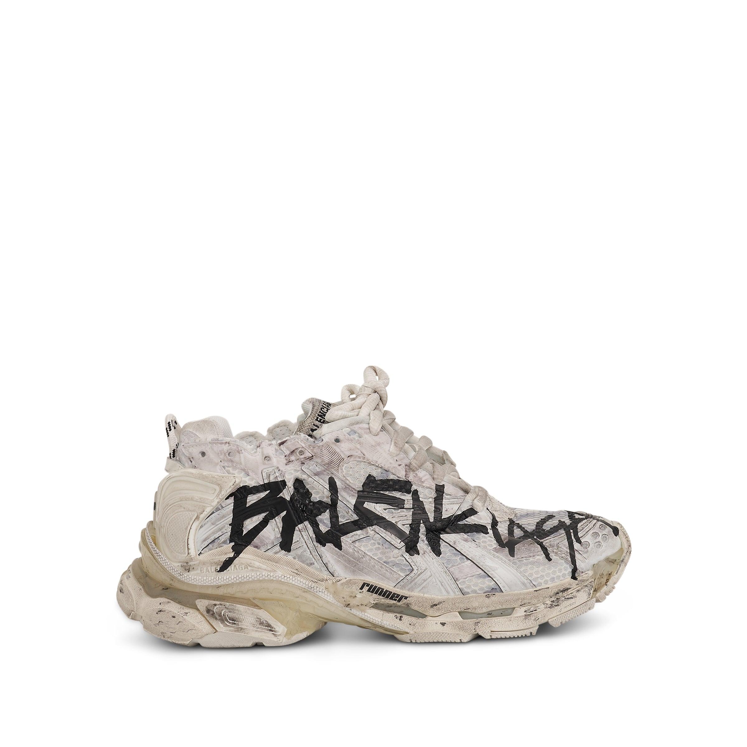 Balenciaga Runner Graffiti Sneakers In White/black in Gray for Men Lyst