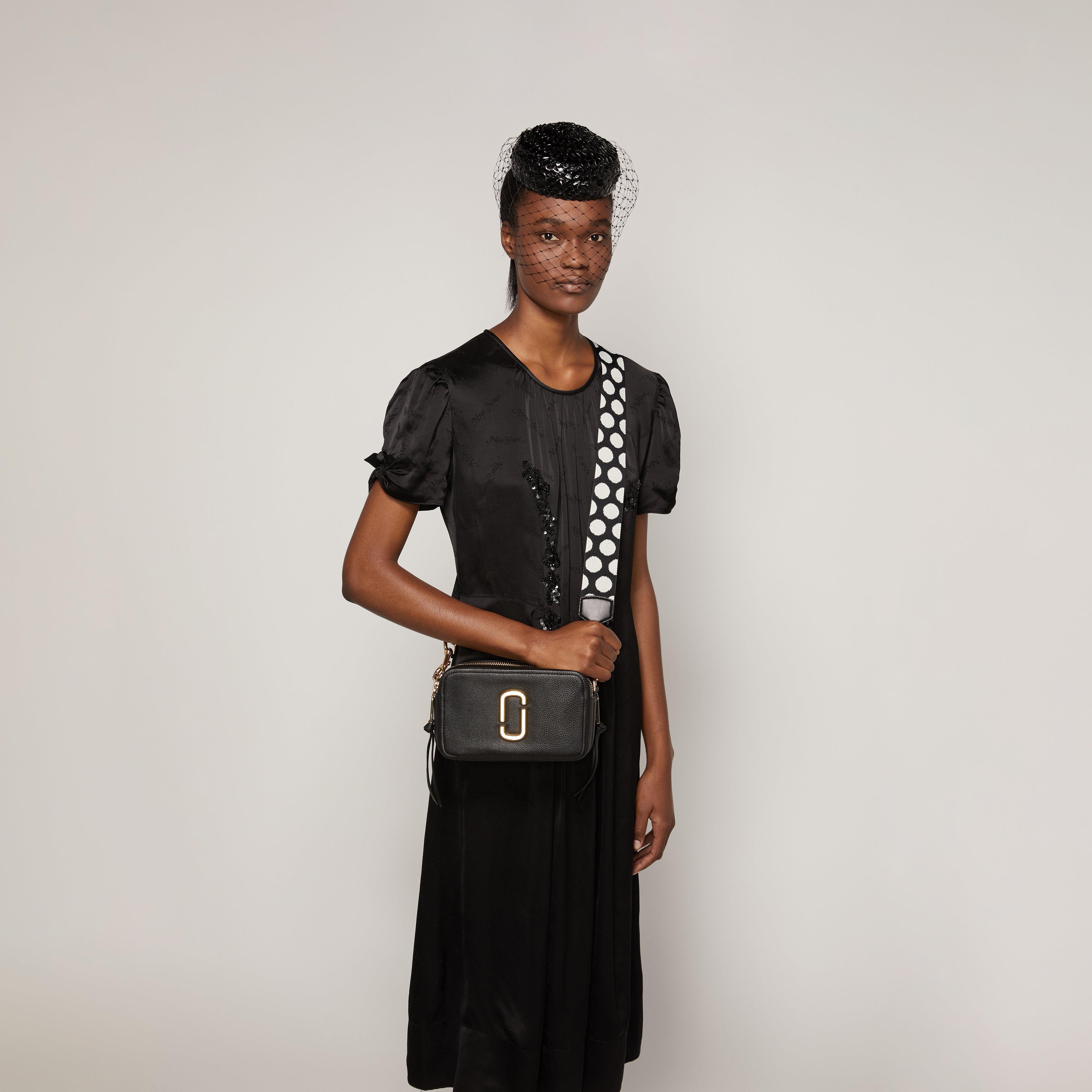 Marc Jacobs Webbed Leopard Bag Strap in Black