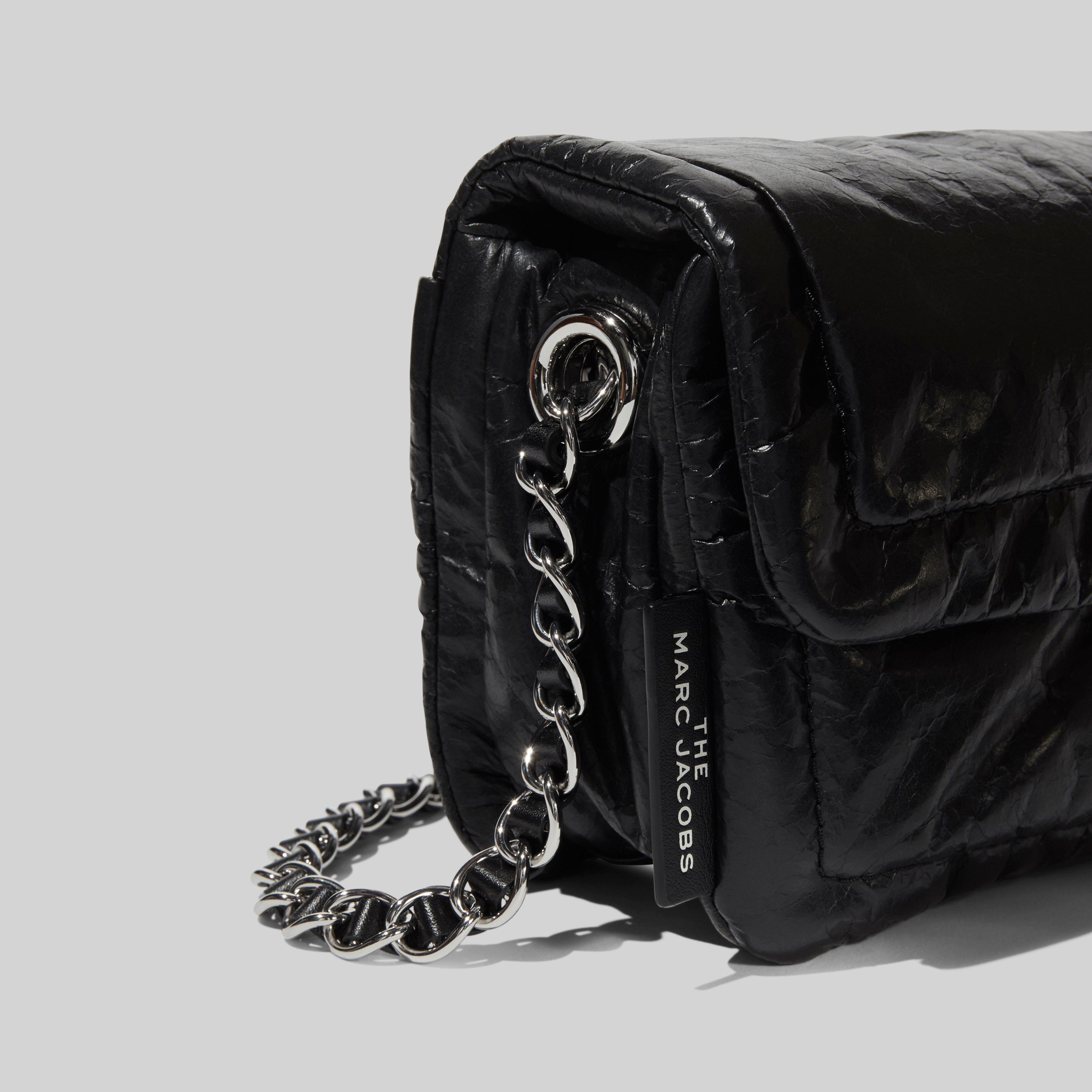 Marc Jacobs Lambskin The Pillow Bag in Black Silver Chain Hardware Inside  Pocket