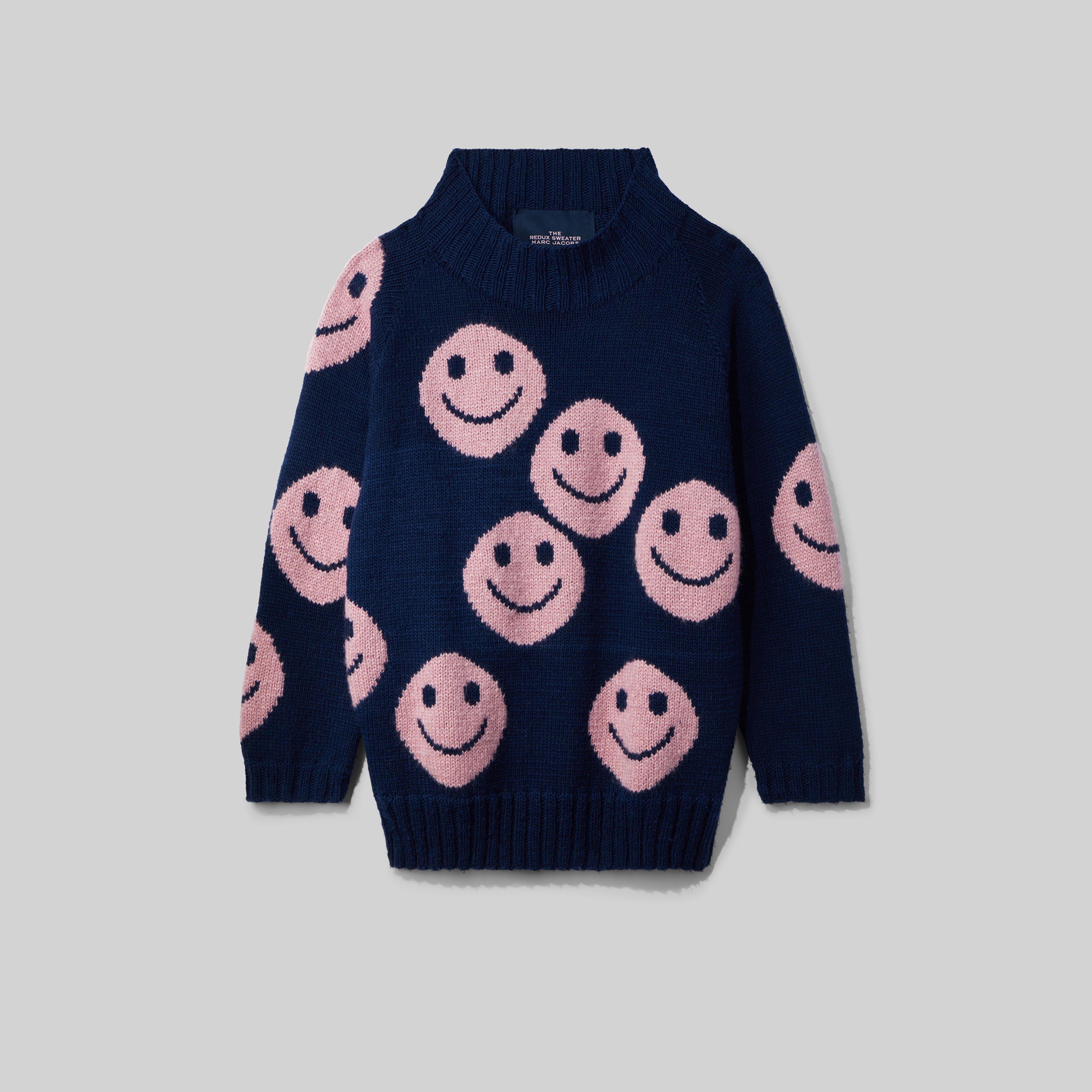 black and pink smiley face jumper