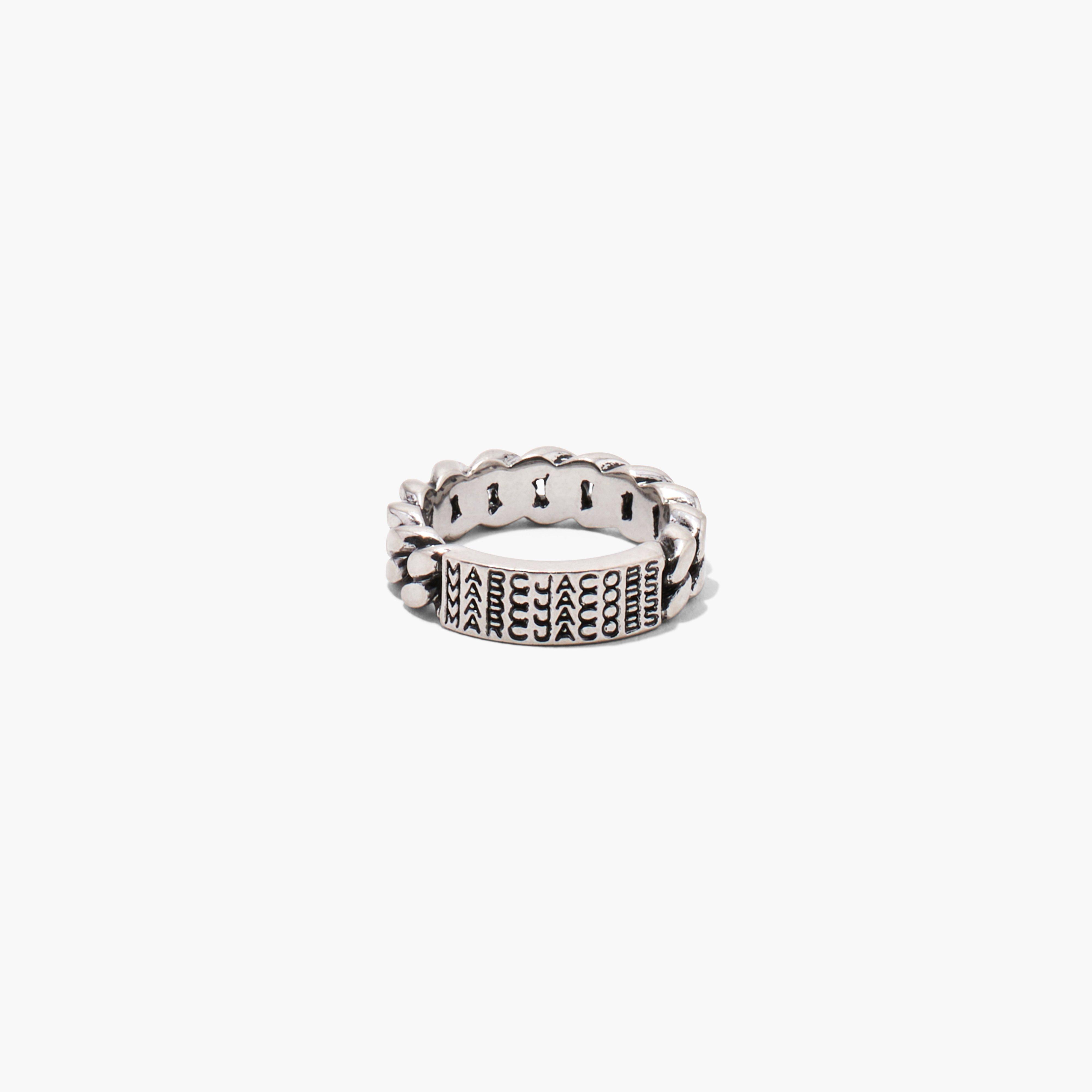 Marc Jacobs The Barcode Monogram Id Chain Ring in White | Lyst