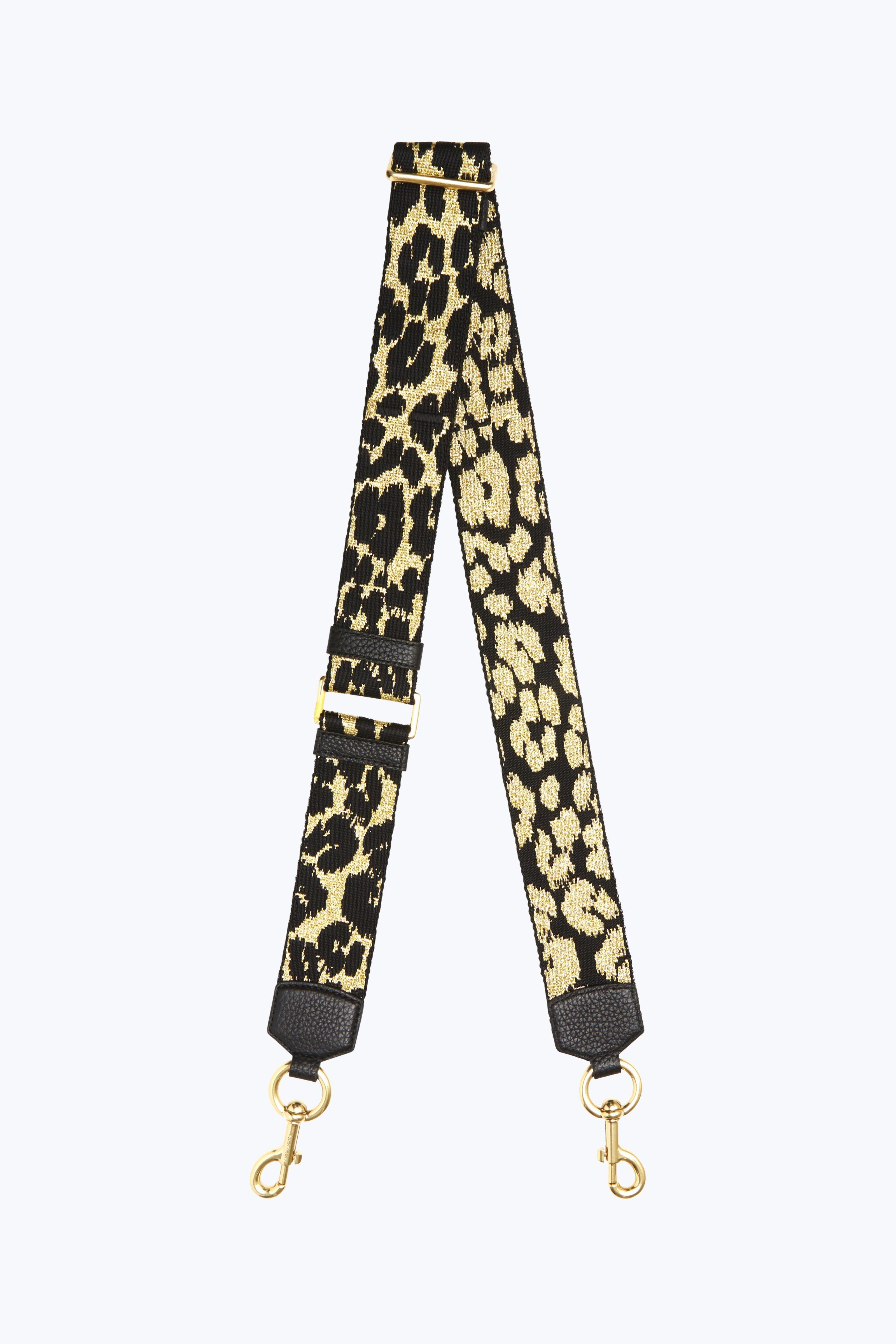 Marc Jacobs Webbed Leopard Bag Strap in Black