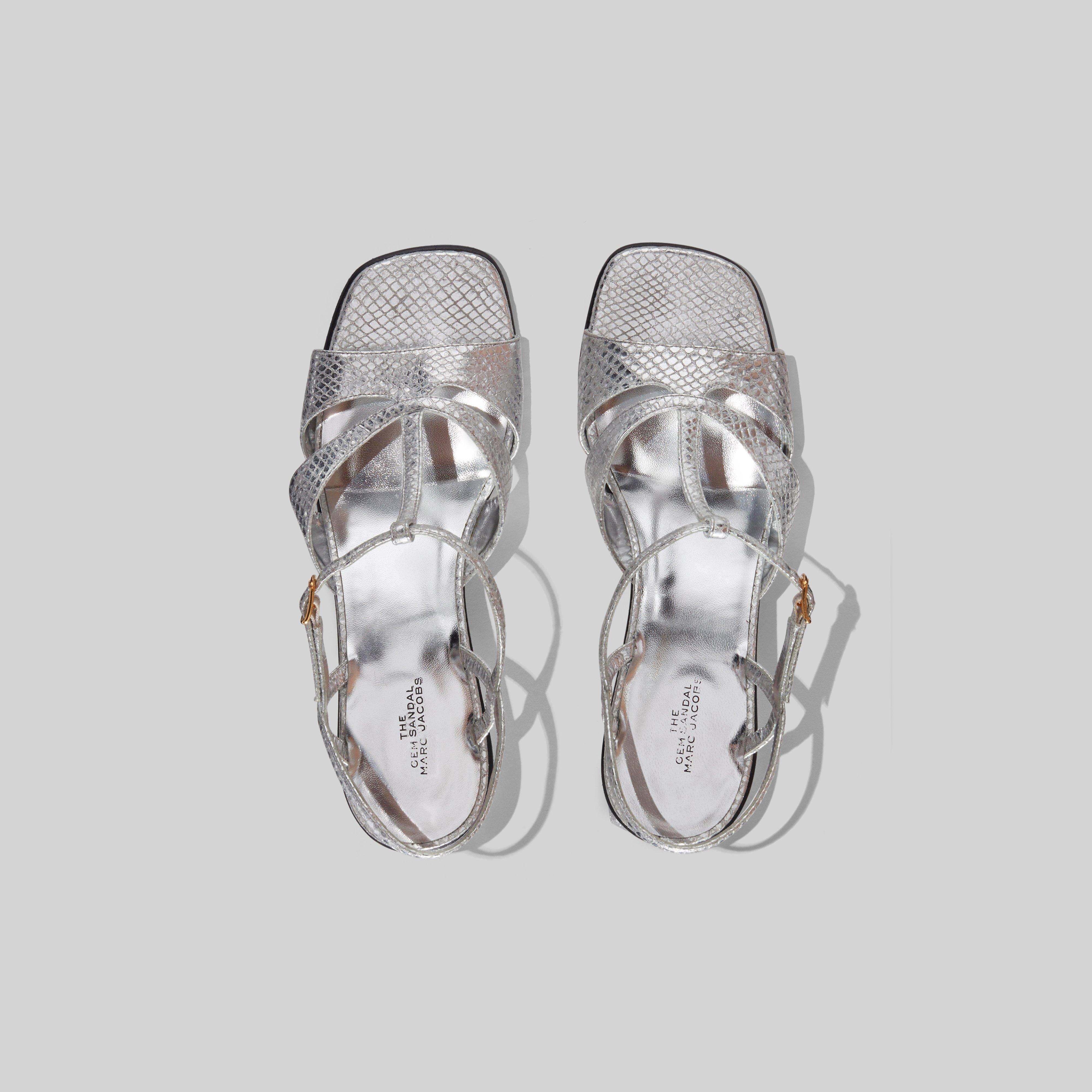 Marc Jacobs Leather The Gem Sandal 40 Mm in Silver (Metallic) | Lyst