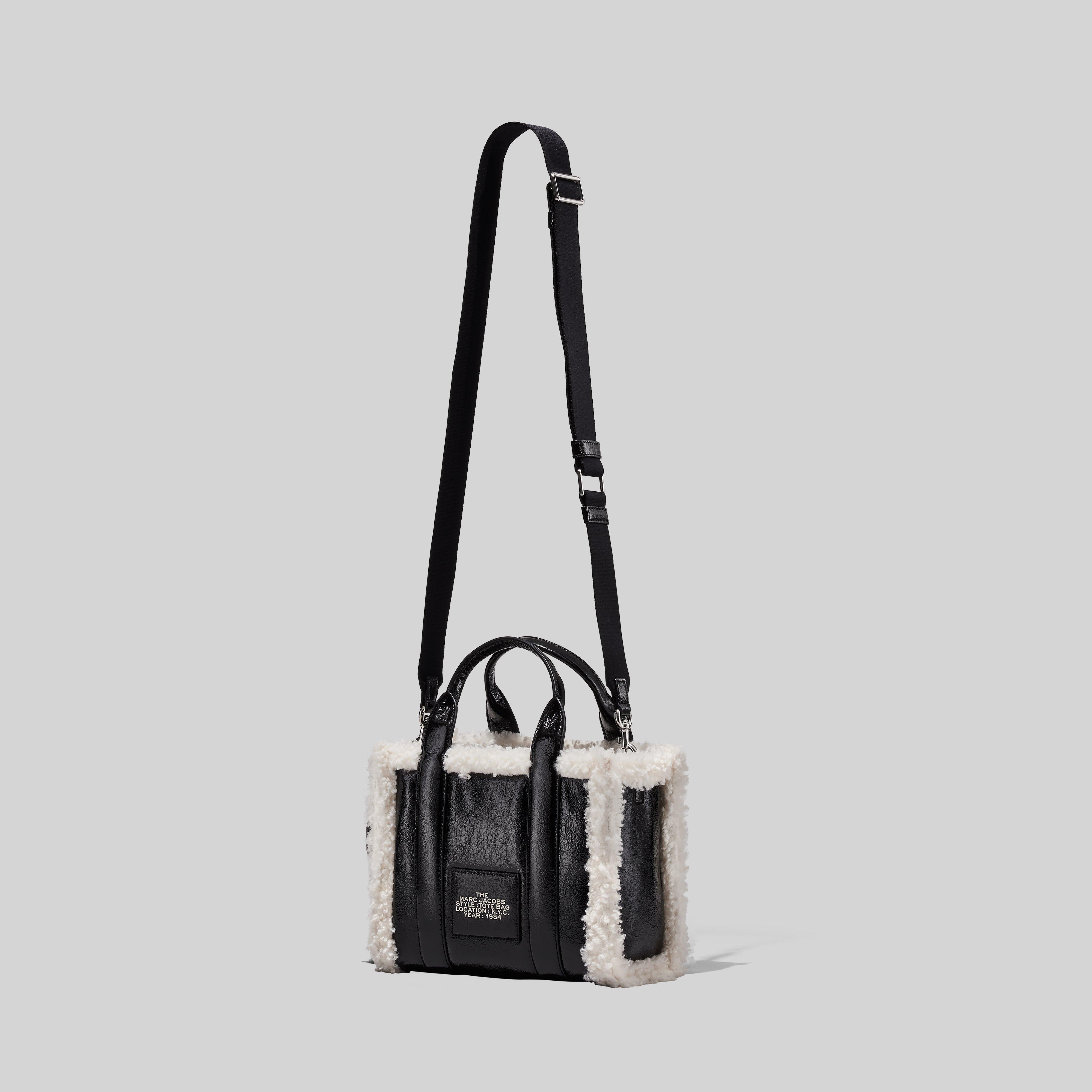 Marc Jacobs The Crinkle Tote Mini Leather Tote Bag in Black/White 