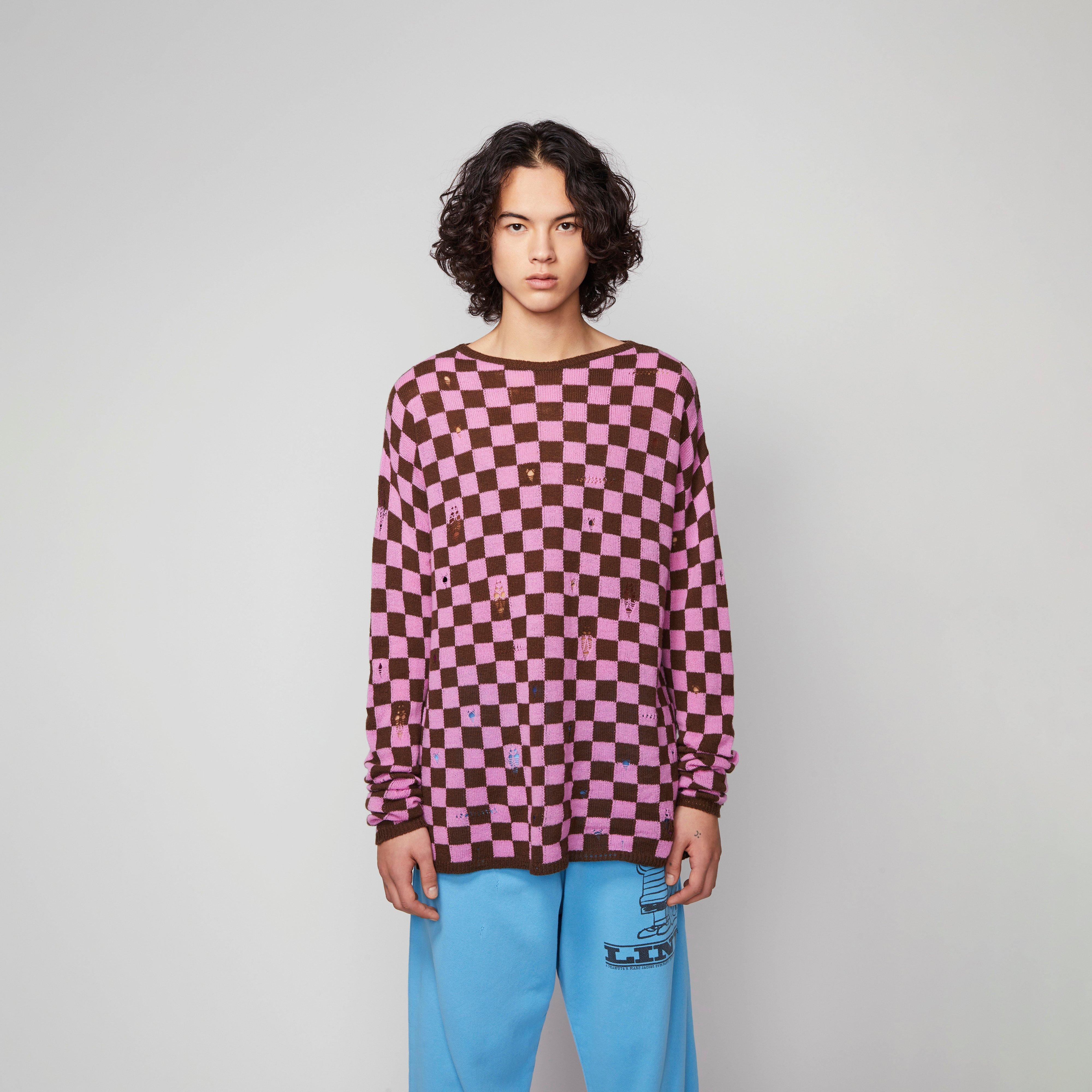 Marc Jacobs Wool Men's The Men's Checkered Sweater In Brown/pink, Size ...