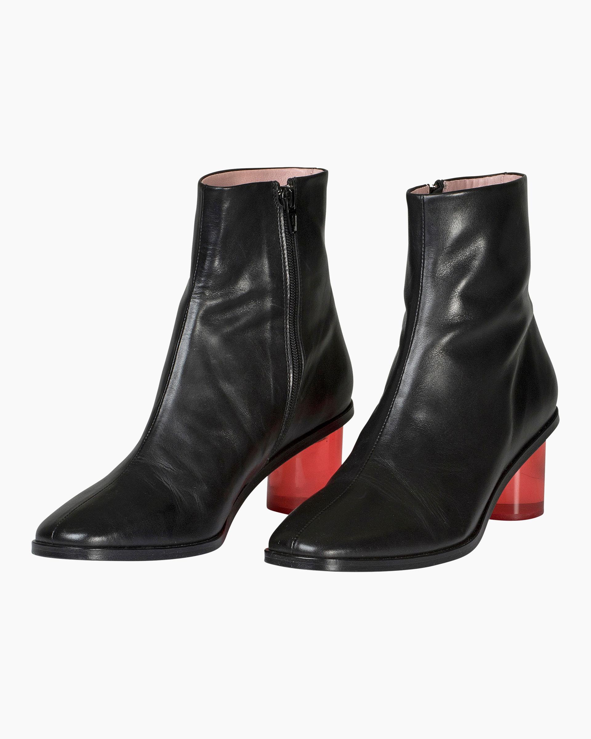 black and red ankle boots