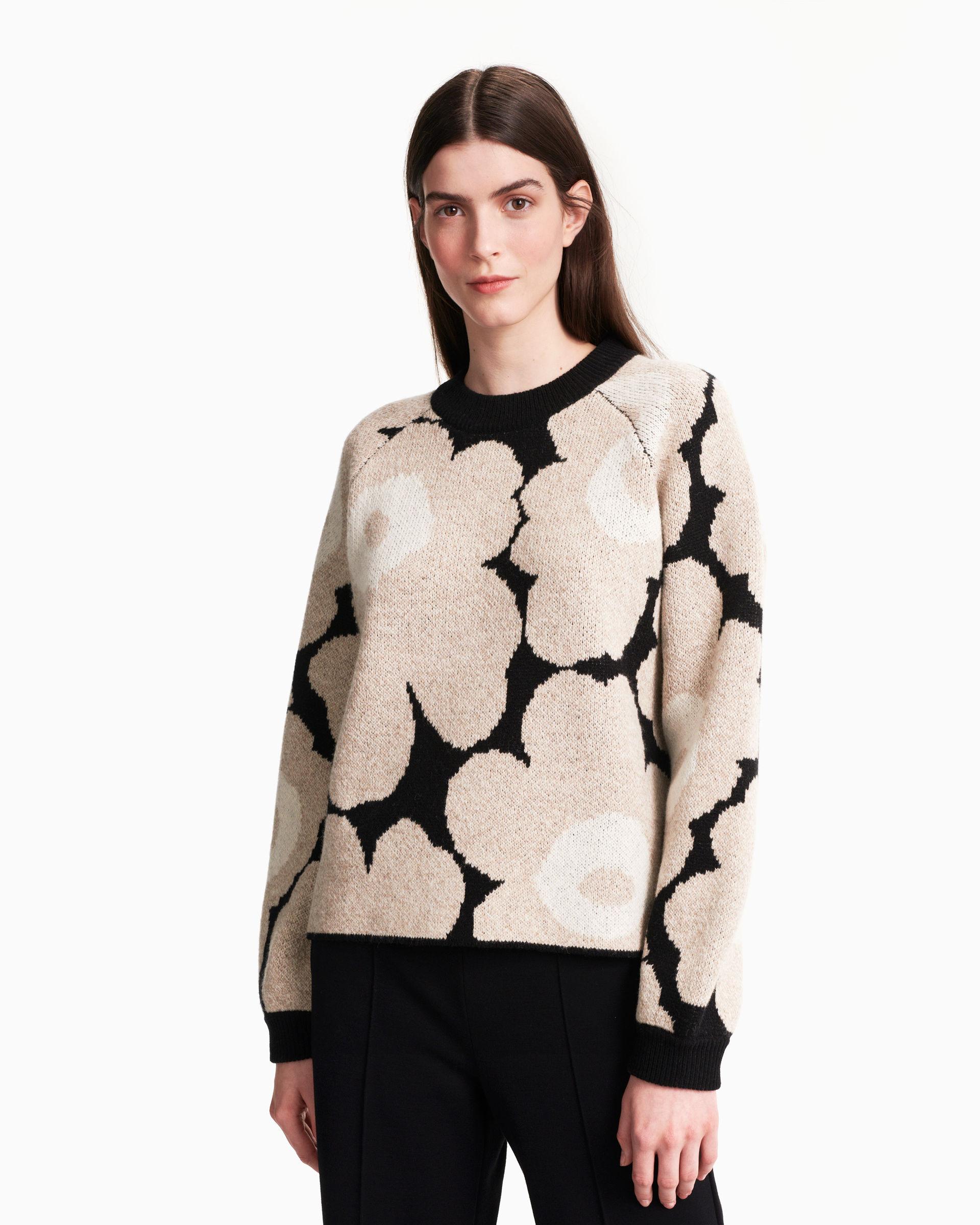 Marimekko Wool Suopea Unikko Knitted Pullover In Black Beige White Black Lyst Marimekko Wool Suopea Unikko Knitted Pullover In Black Beige White Black Lyst