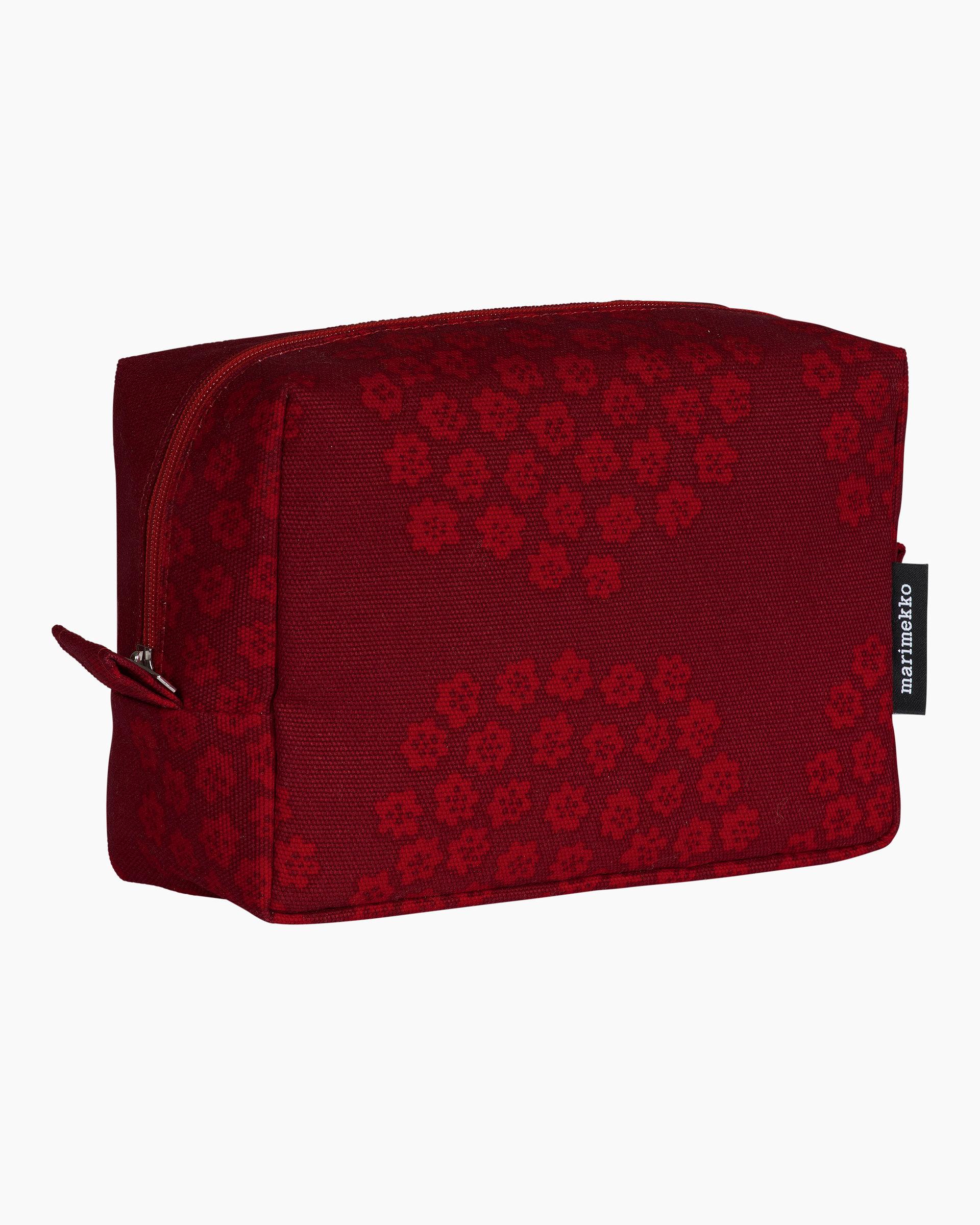 Marimekko Cotton Vilja Puketti Cosmetic Bag In Dark Red Red Pink Red Lyst