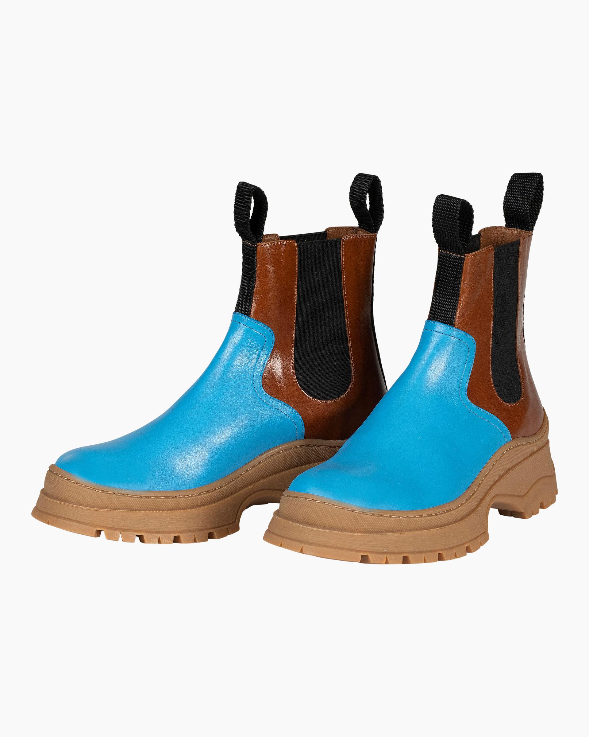 Marimekko Leather Solveig Ankle Boots in Brown, Turquoise (Blue) - Lyst