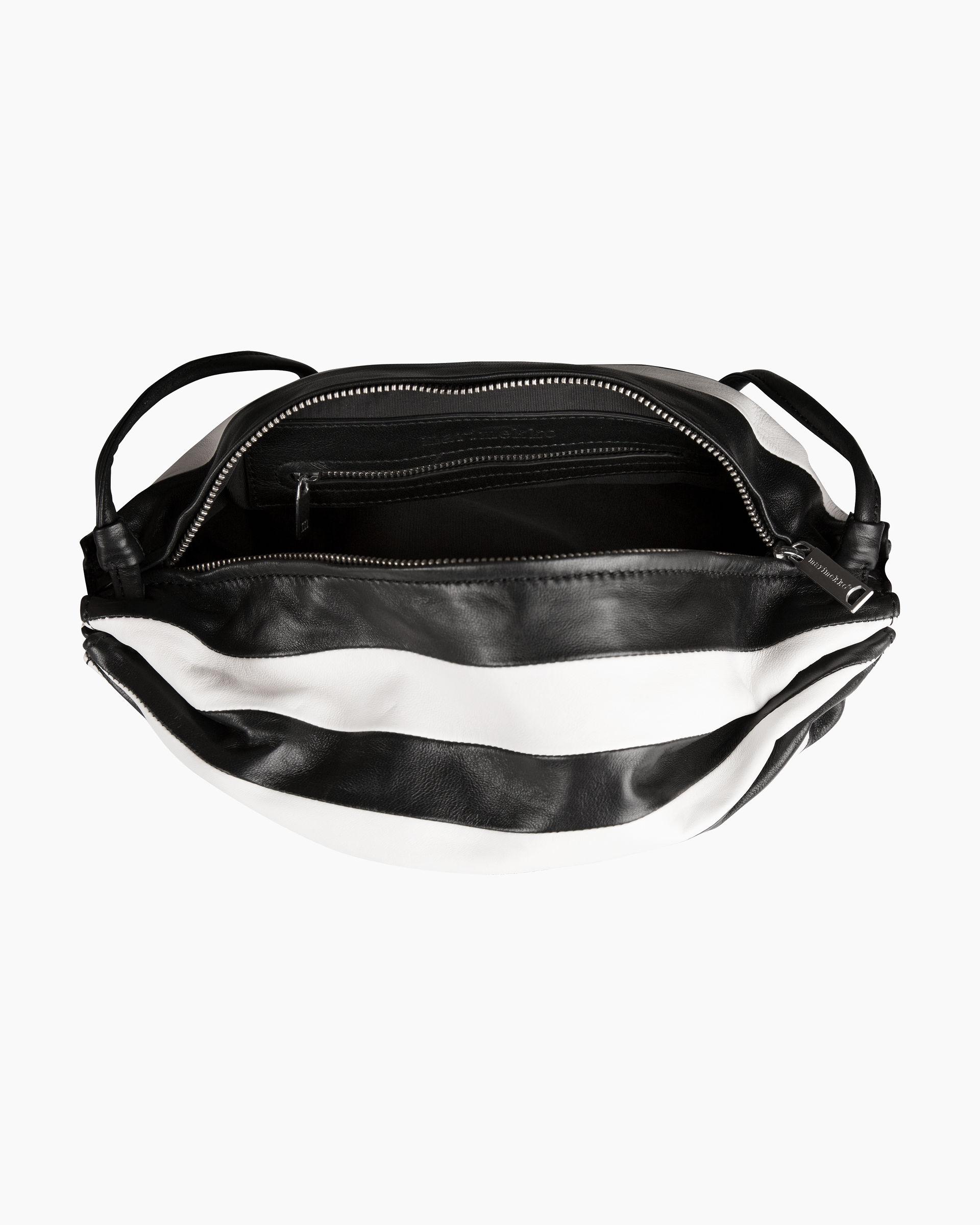 Marimekko Leather Karla Stripe Bag in Black - Lyst