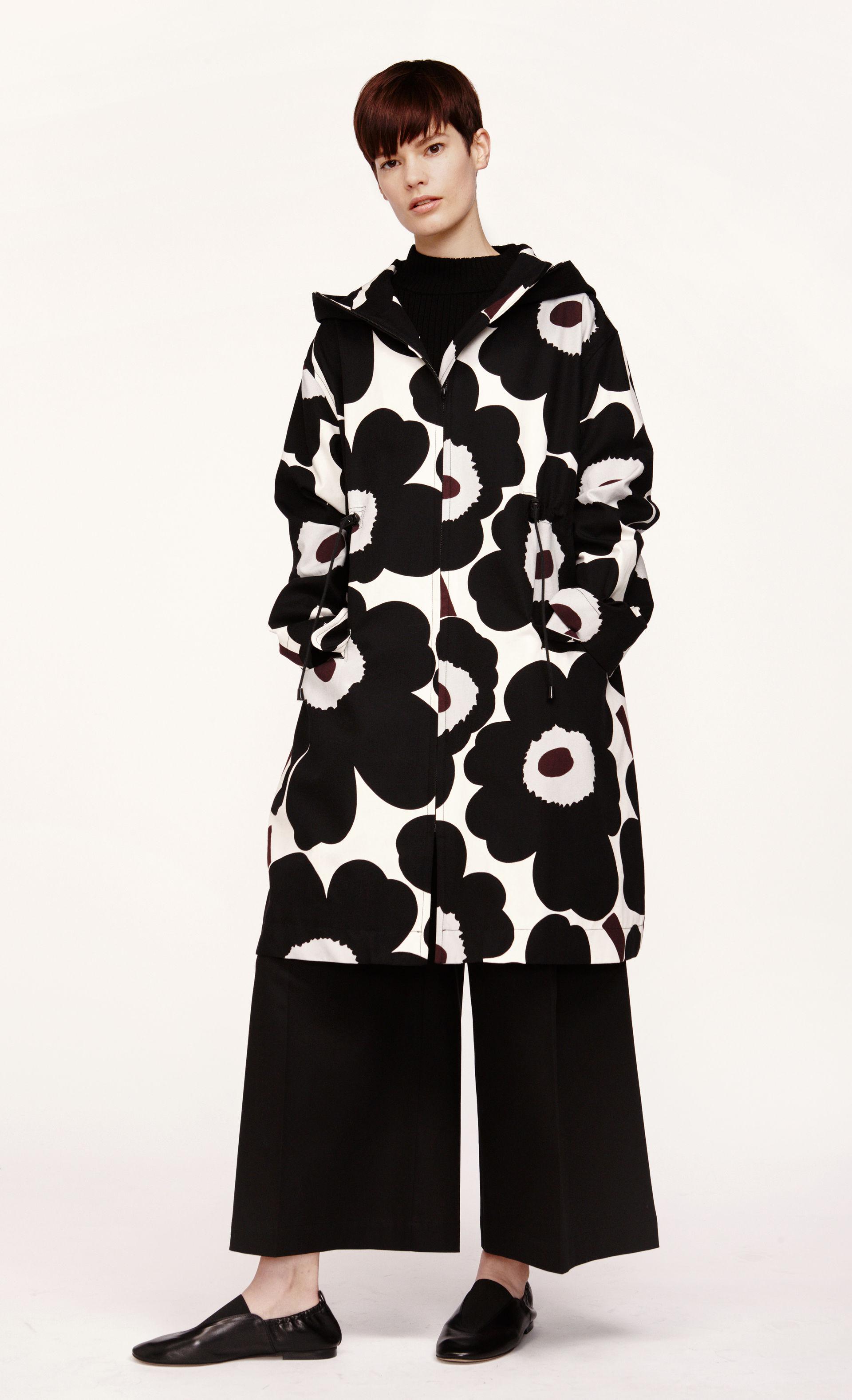 Marimekko Cotton 40 Poppeli Unikko Coat In Black Lyst