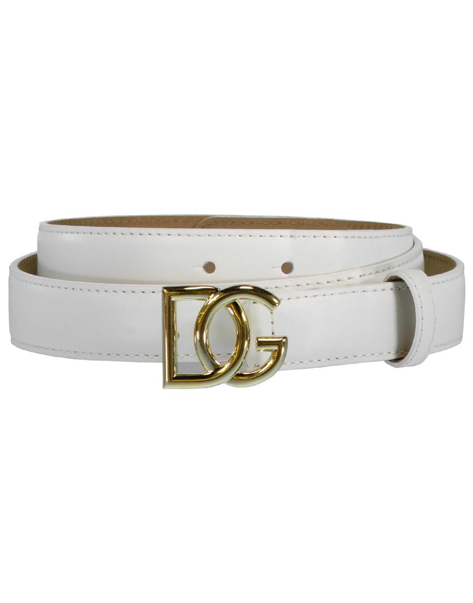 Dolce & Gabbana Leather Dg Belt in White Lyst