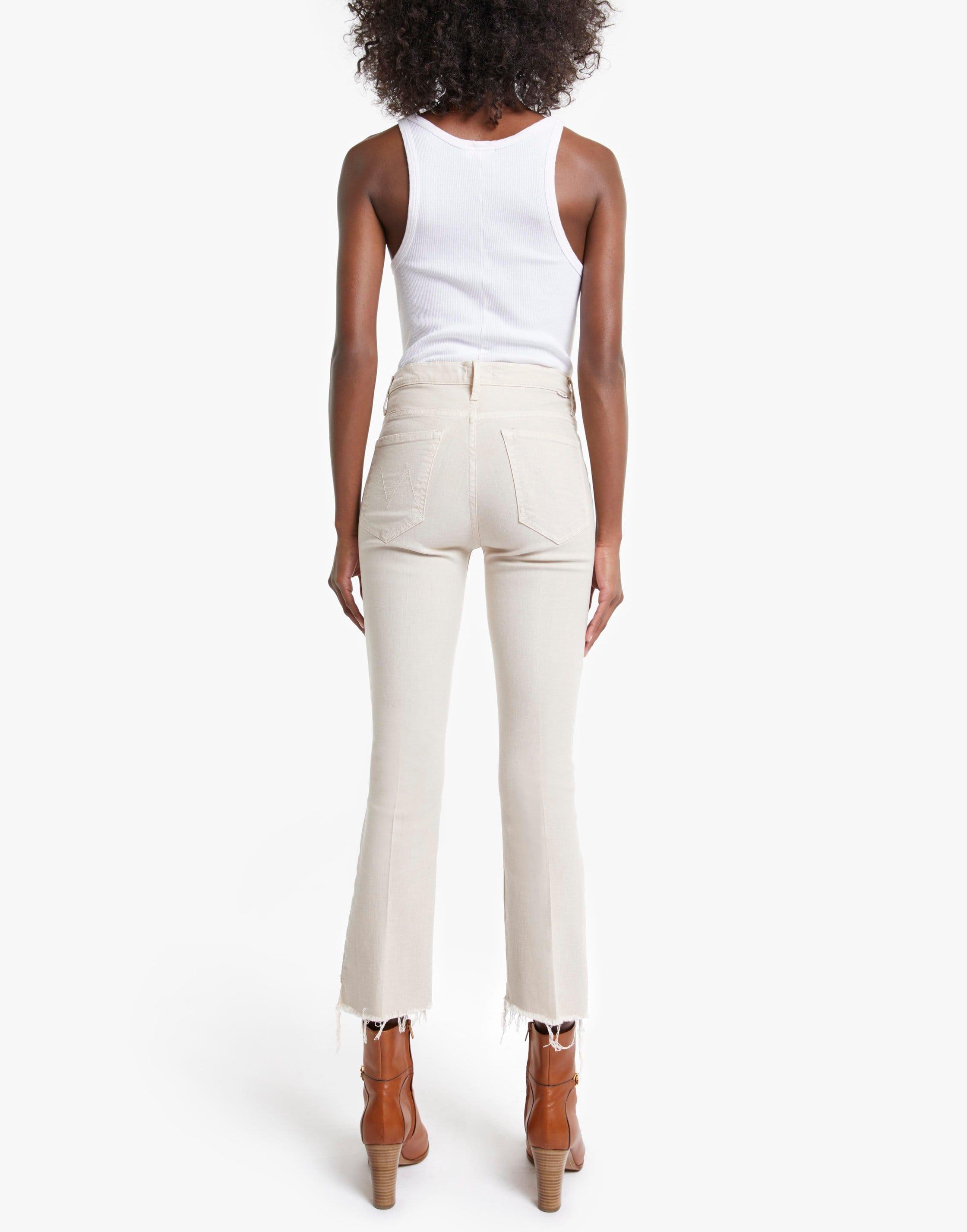 Mother Denim The Insider Crop Step Fray Jean In Tiv Toasted Ivory in ...