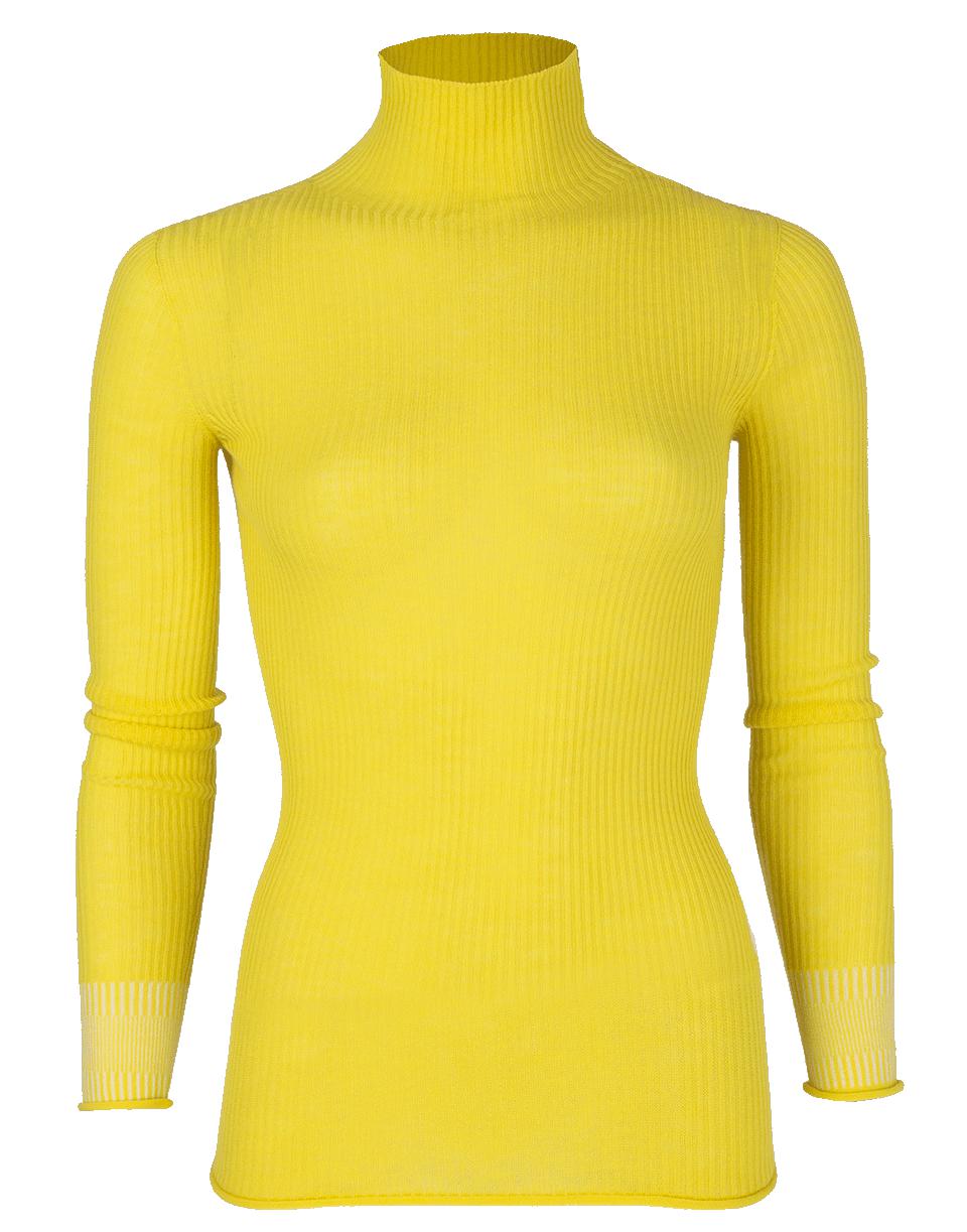 Victoria, Victoria Beckham Wool Seamless Turtleneck Top in Yellow - Lyst