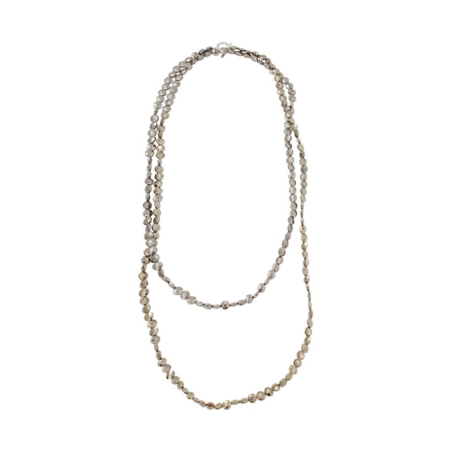 Brunello Cucinelli Flat Bead Single Strand Necklace in Metallic | Lyst ...