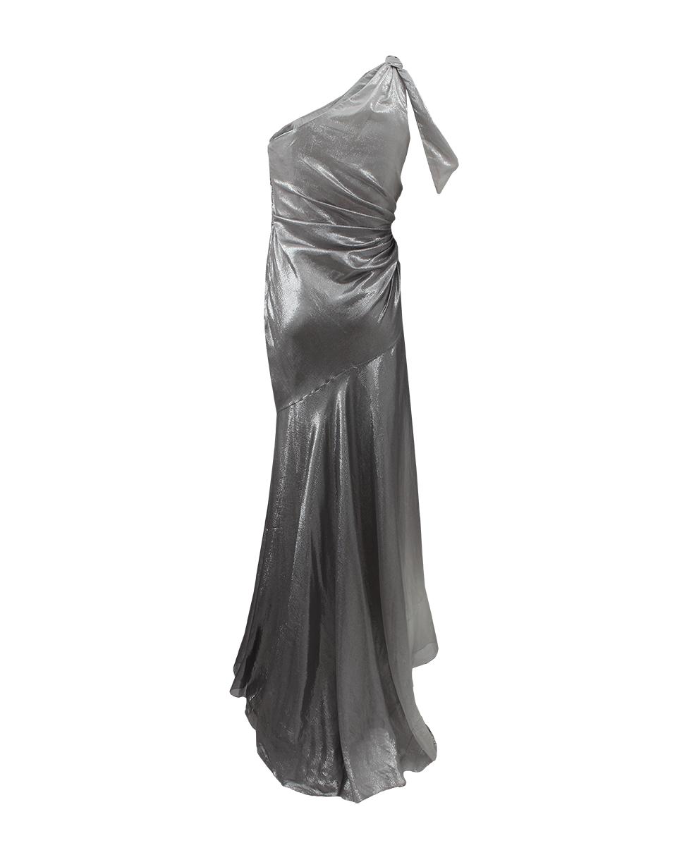 Pamella Roland One-Shoulder Metallic Gown - Lyst