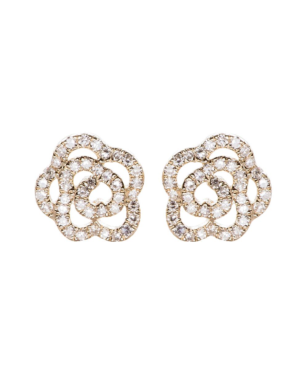 EF Collection Diamond Rose Stud Earrings in Metallic - Lyst