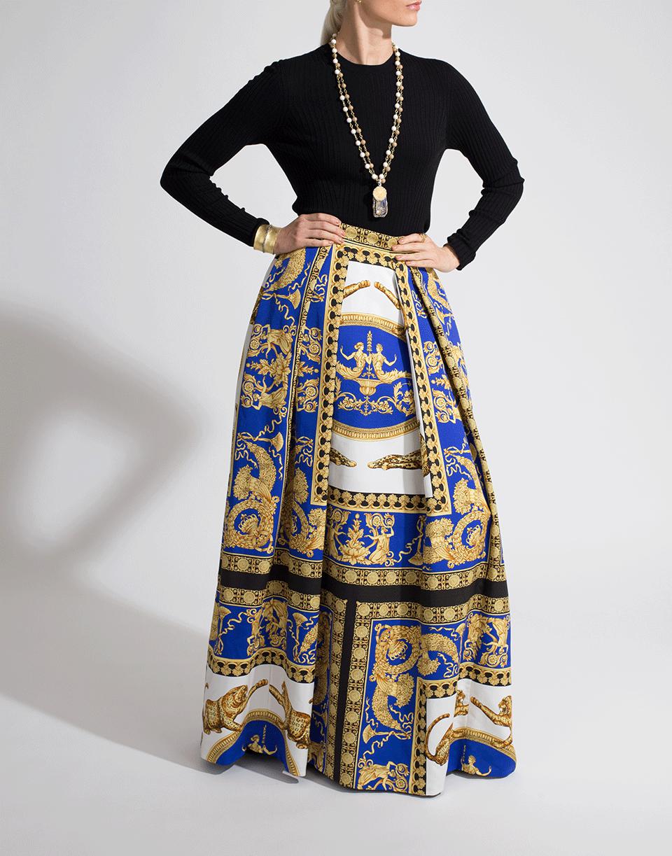Versace Cotton Printed Maxi Skirt in Blue - Lyst