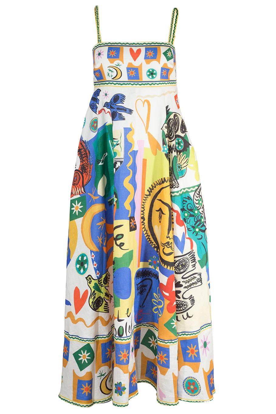 ALÃMAIS Linen Soleil Dress in Ivory (White) | Lyst