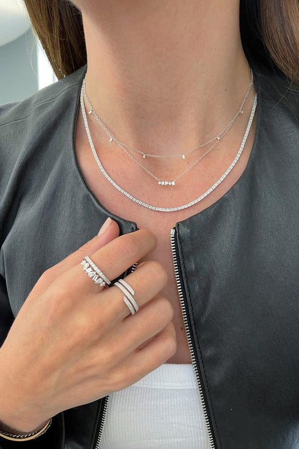 Multi Faceted Diamond Mini Bar Necklace 