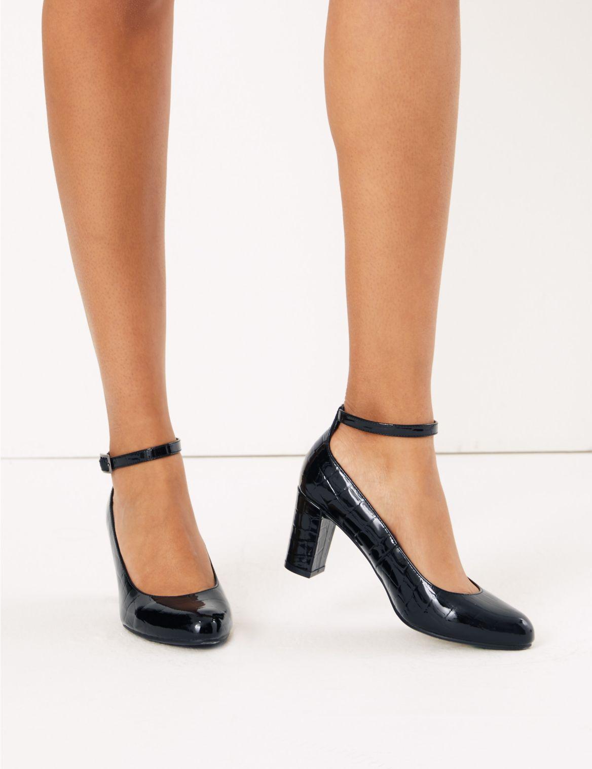 marks and spencer black patent boots