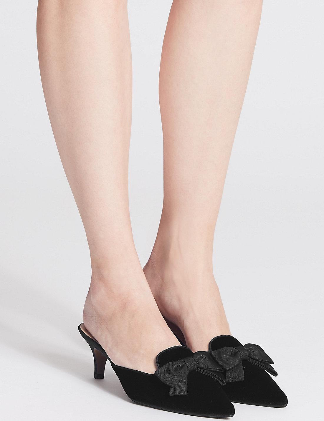 black kitten heel mules