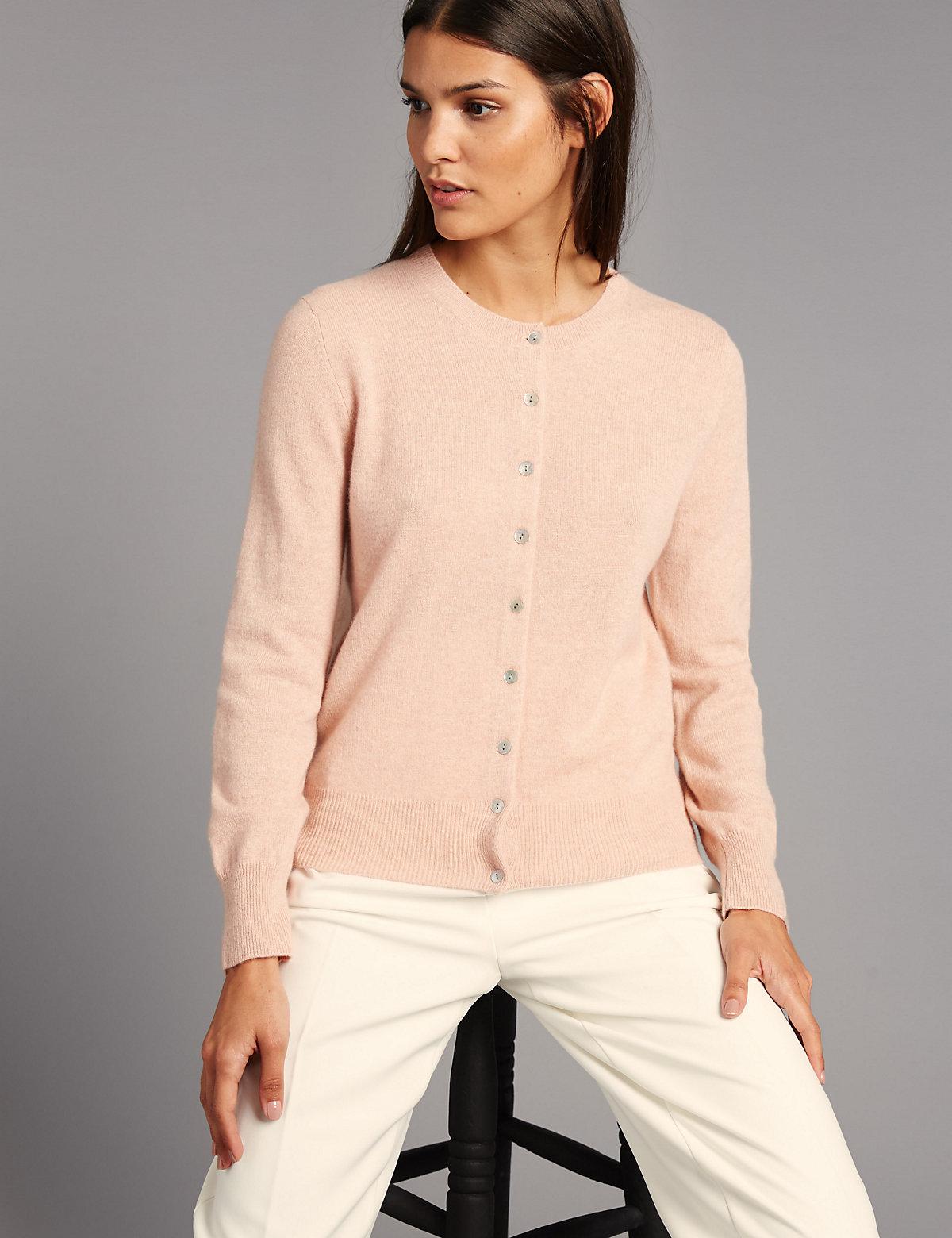 Marks & Spencer Pure Cashmere Button Through Cardigan in Natural ...