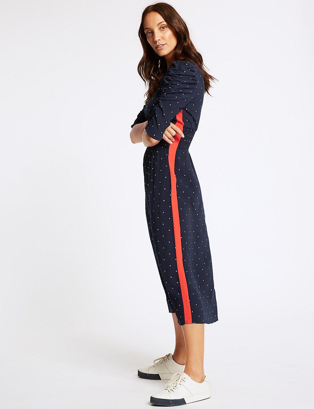 navy star print dress