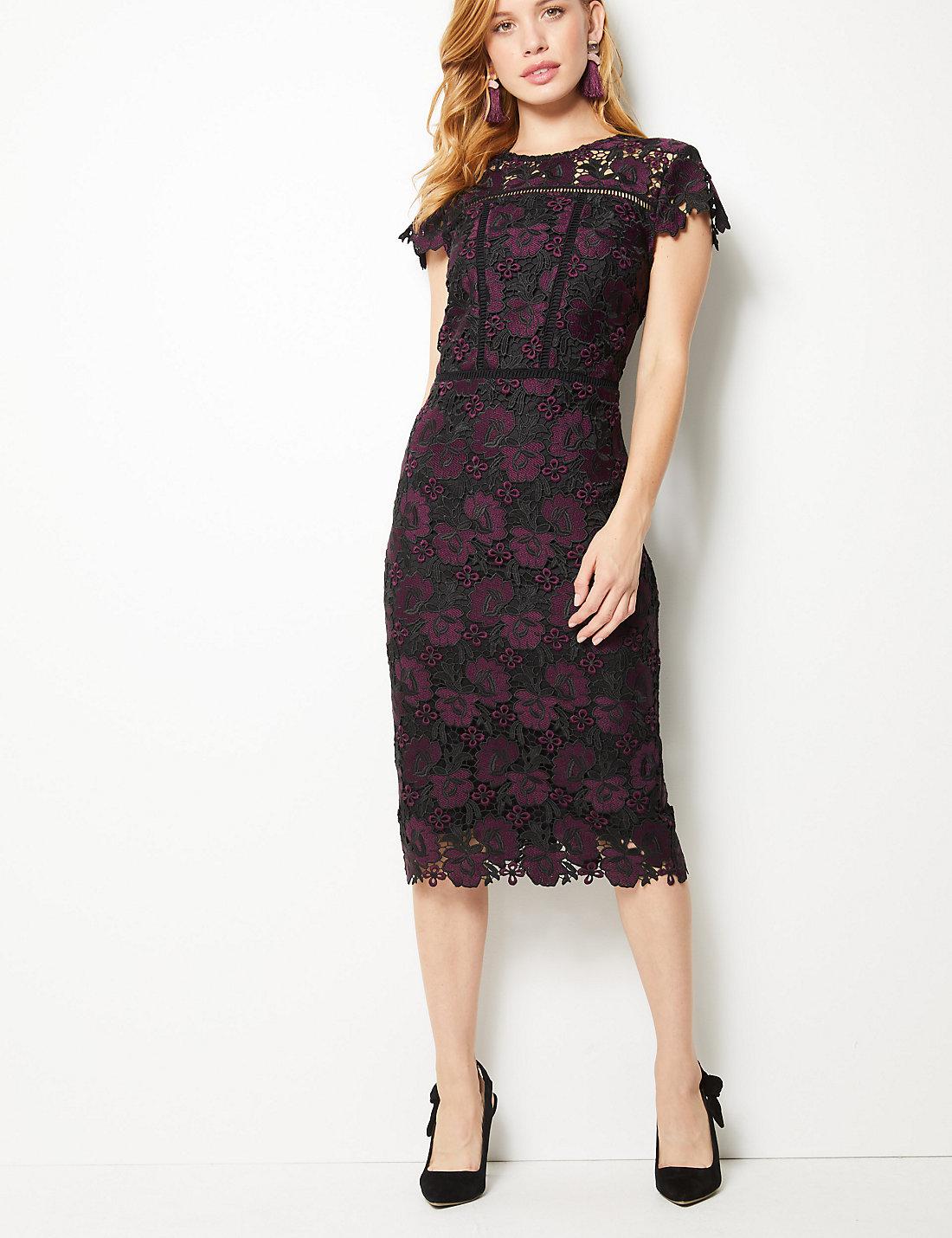 cap sleeve bodycon midi dress