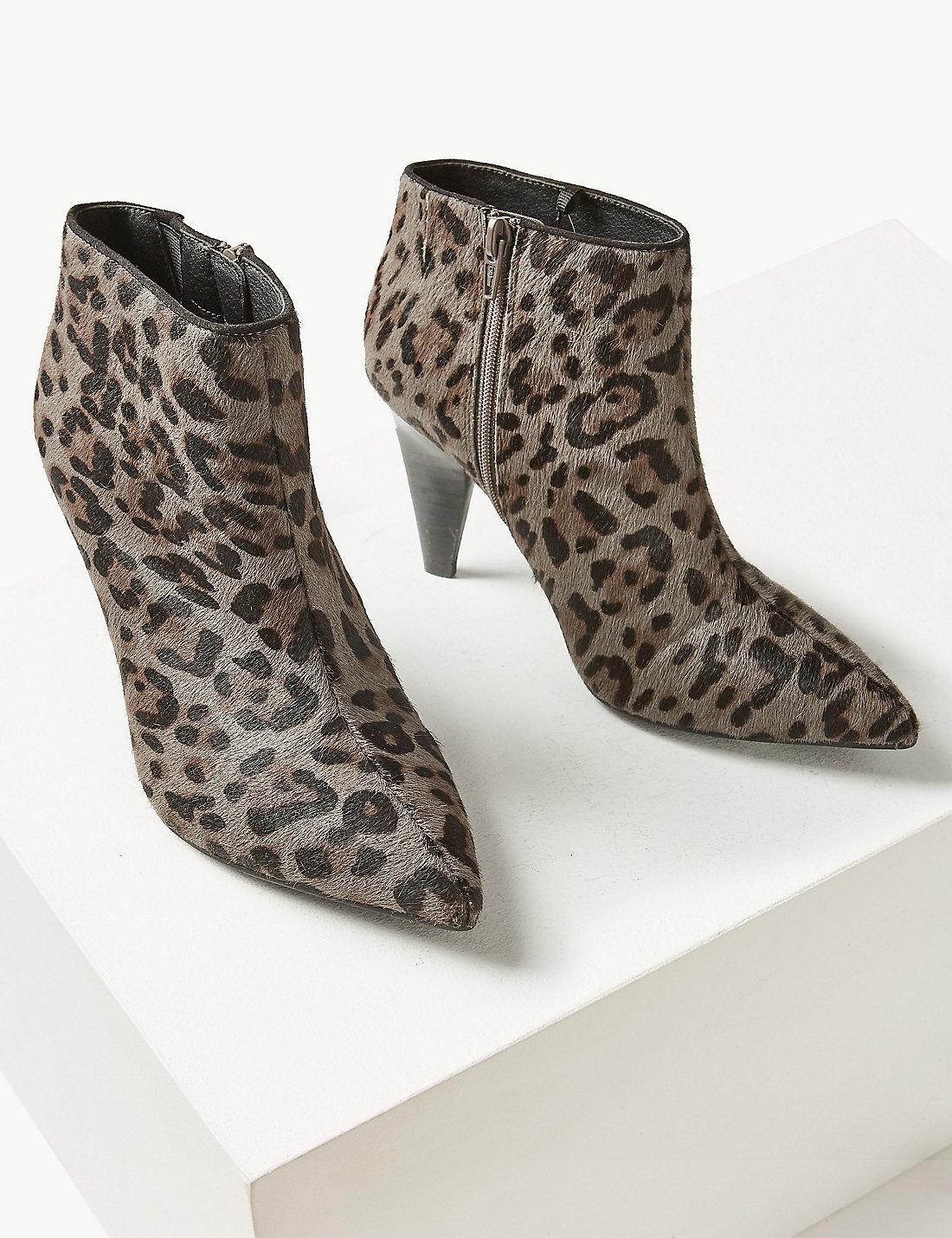 grey animal print ankle boots