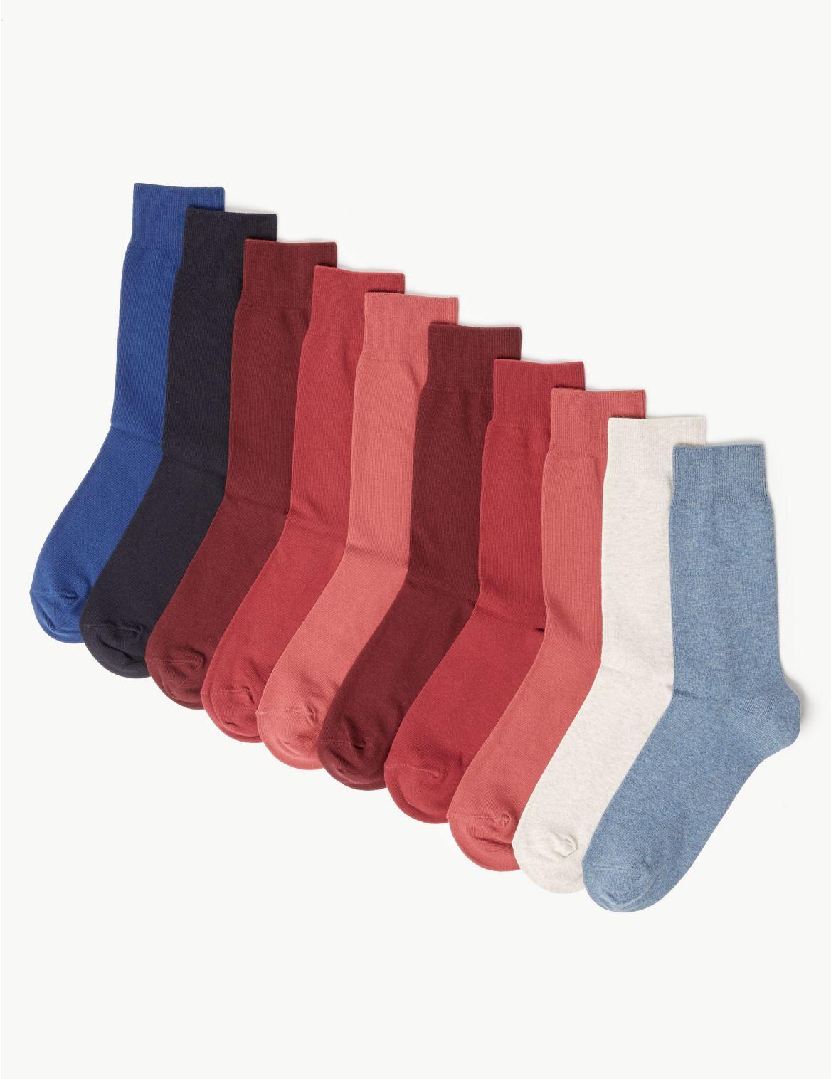 Marks & Spencer 10 Pack Cool & Freshtm Cotton Socks in Red for Men Lyst