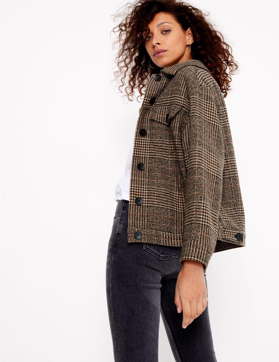 checked short jacket