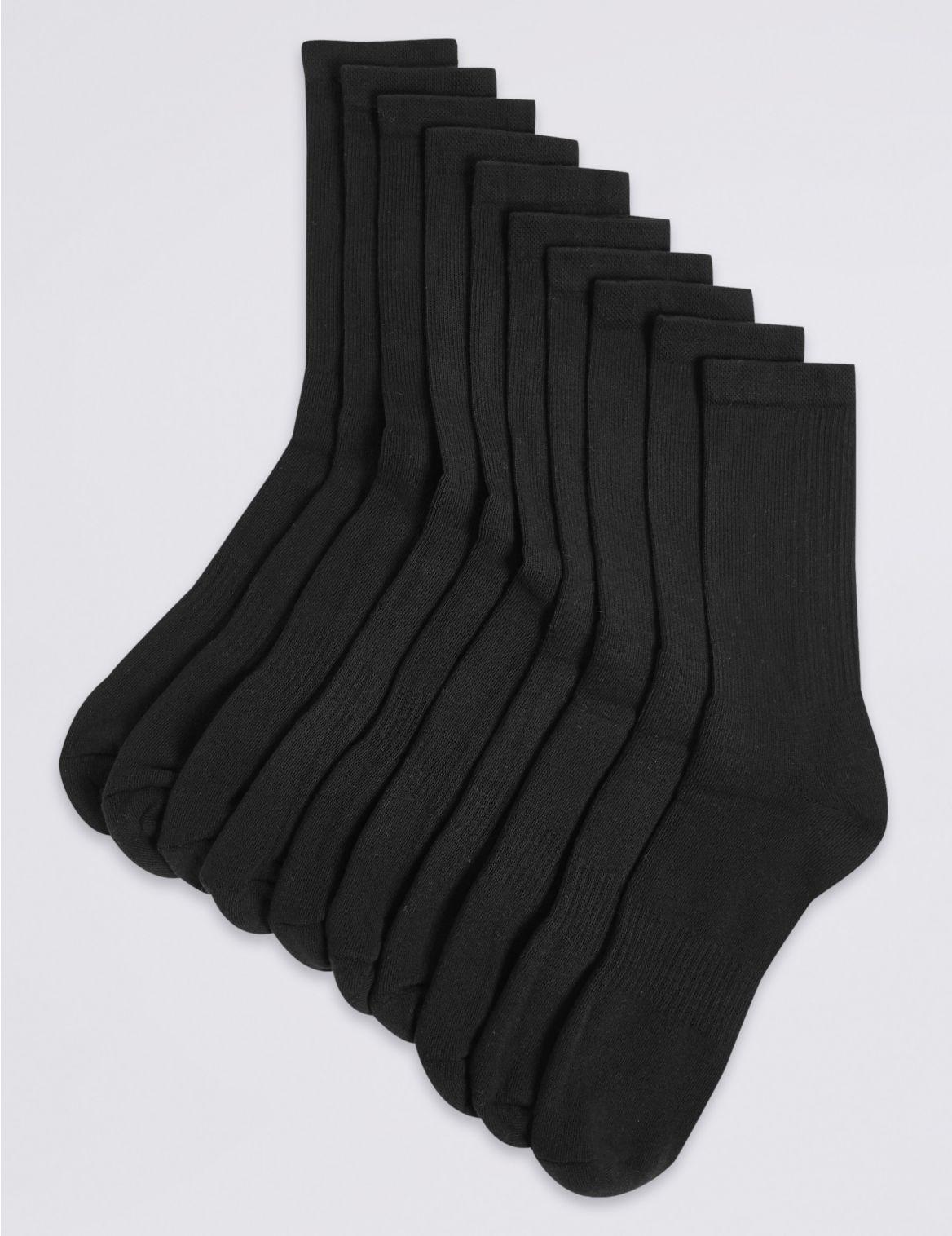 Marks & Spencer Cotton 10 Pack Cool & Freshtm Cushioned Sports Socks in