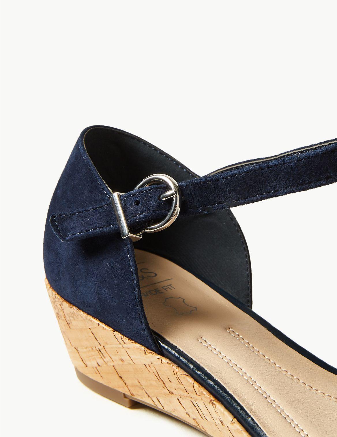 wide fit navy wedges