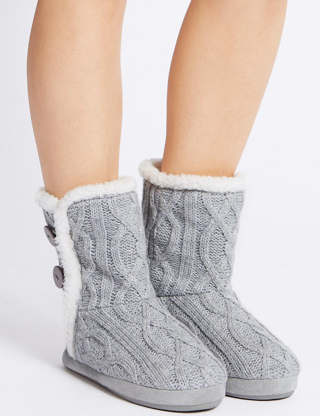 cable knit slipper boots