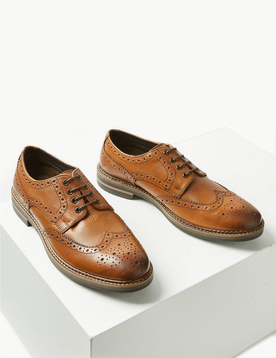 Marks & Spencer Leather Trisole Brogue Shoes Tan in Brown for Men Lyst