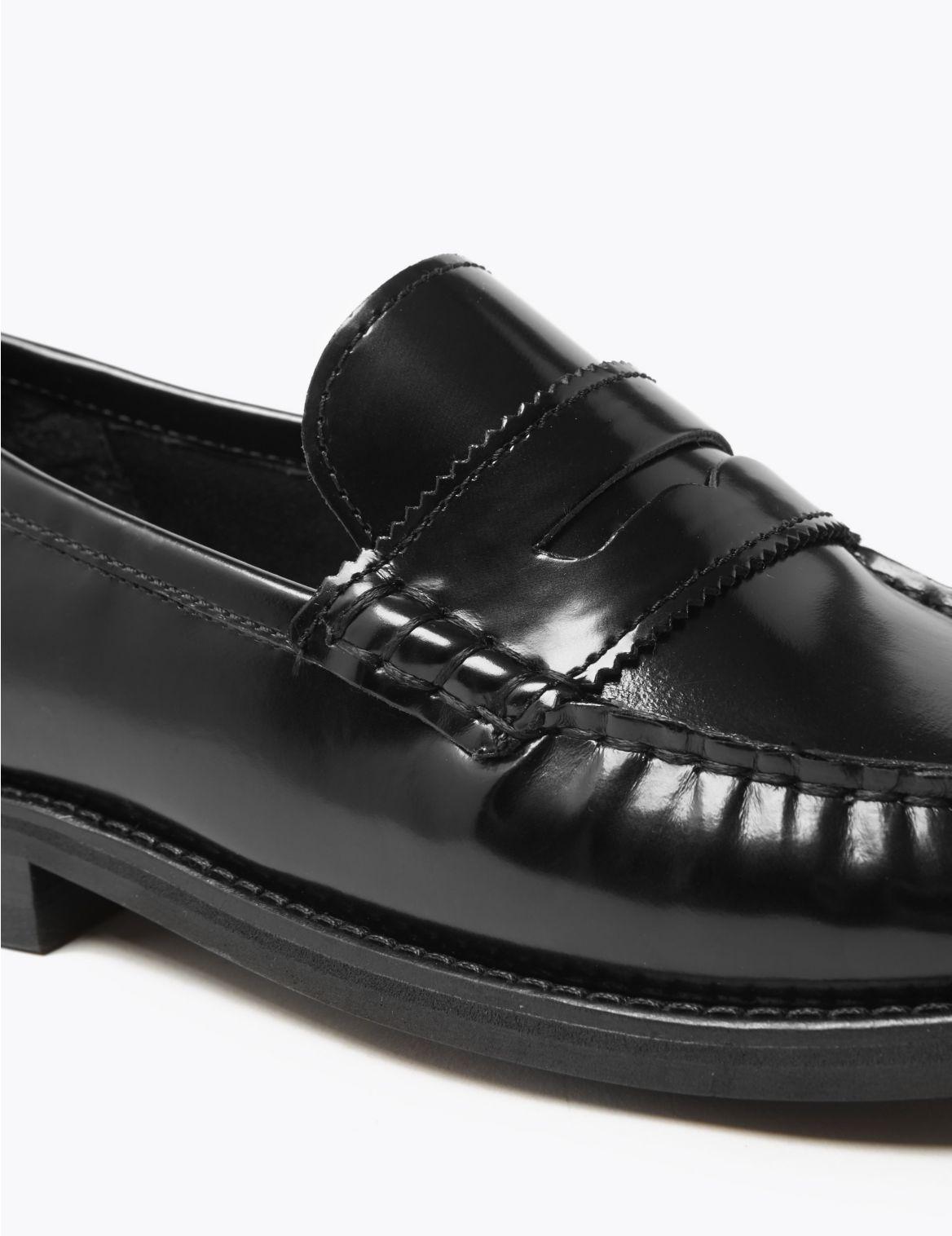 Marks & Spencer Leather Penny Loafers in Black - Lyst