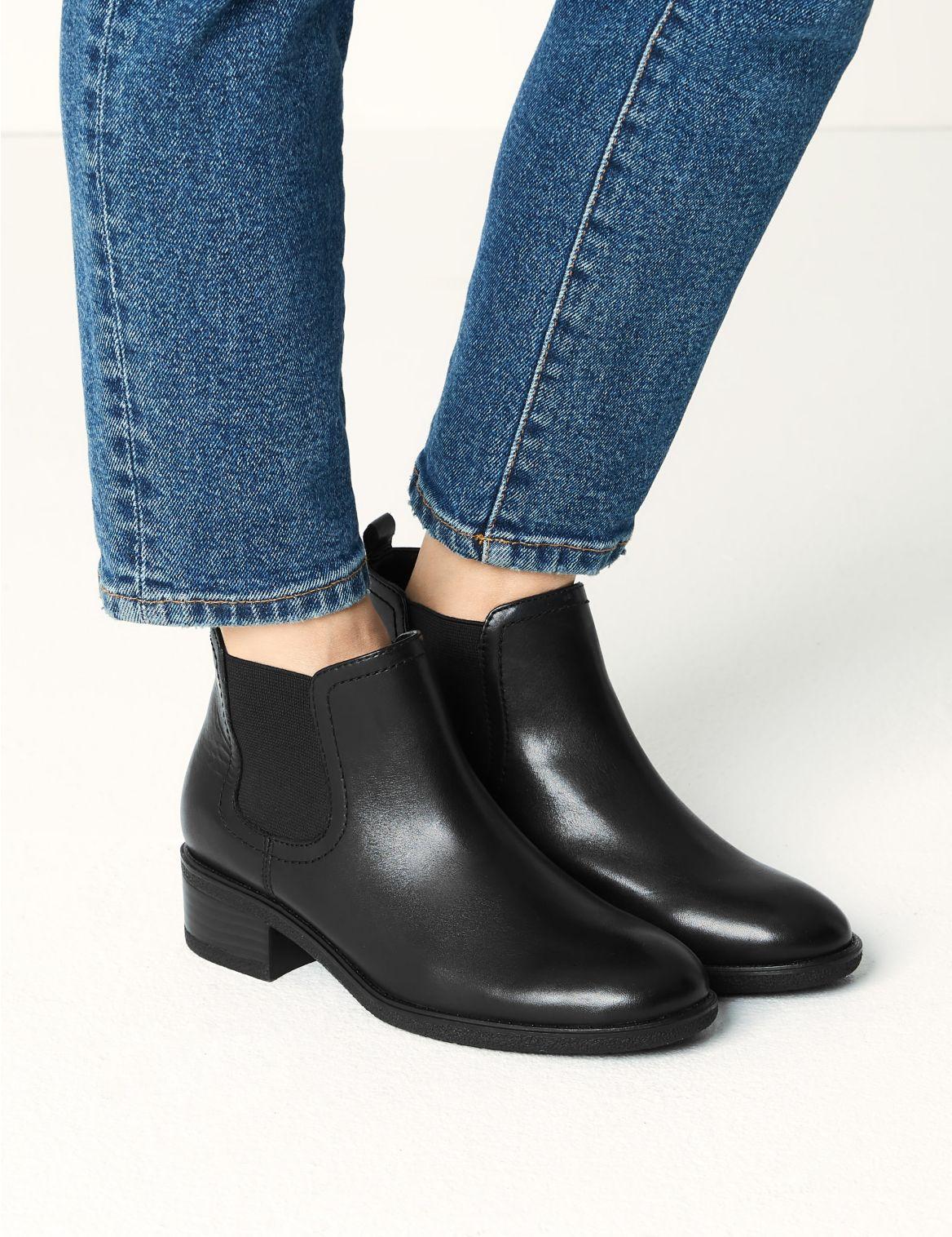 Marks & Spencer Wide Fit Leather Chelsea Ankle Boots in Black - Lyst